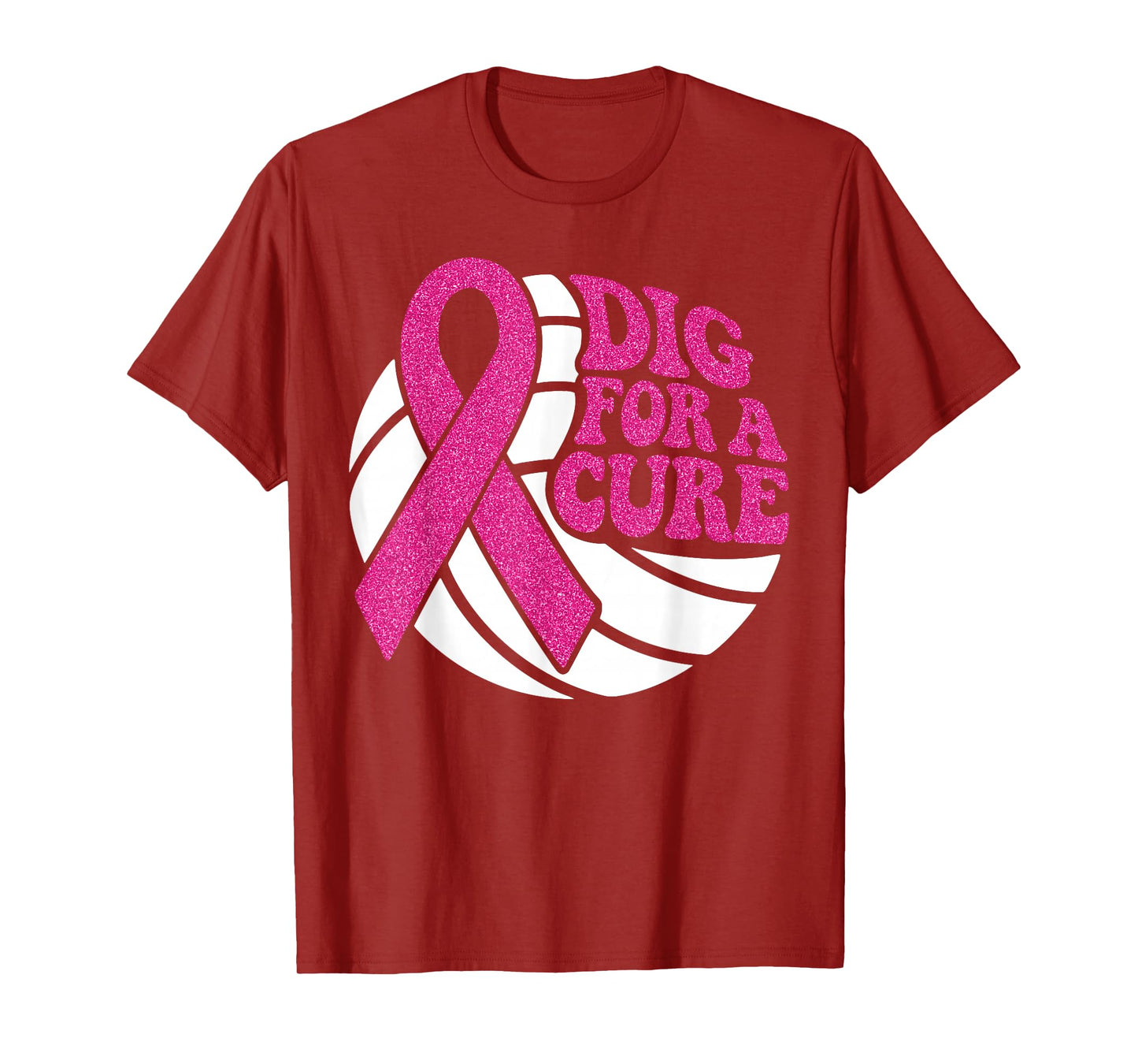 Dig for Cure Pink Ribbon Volleyball Breast Cancer Awareness T-Shirt