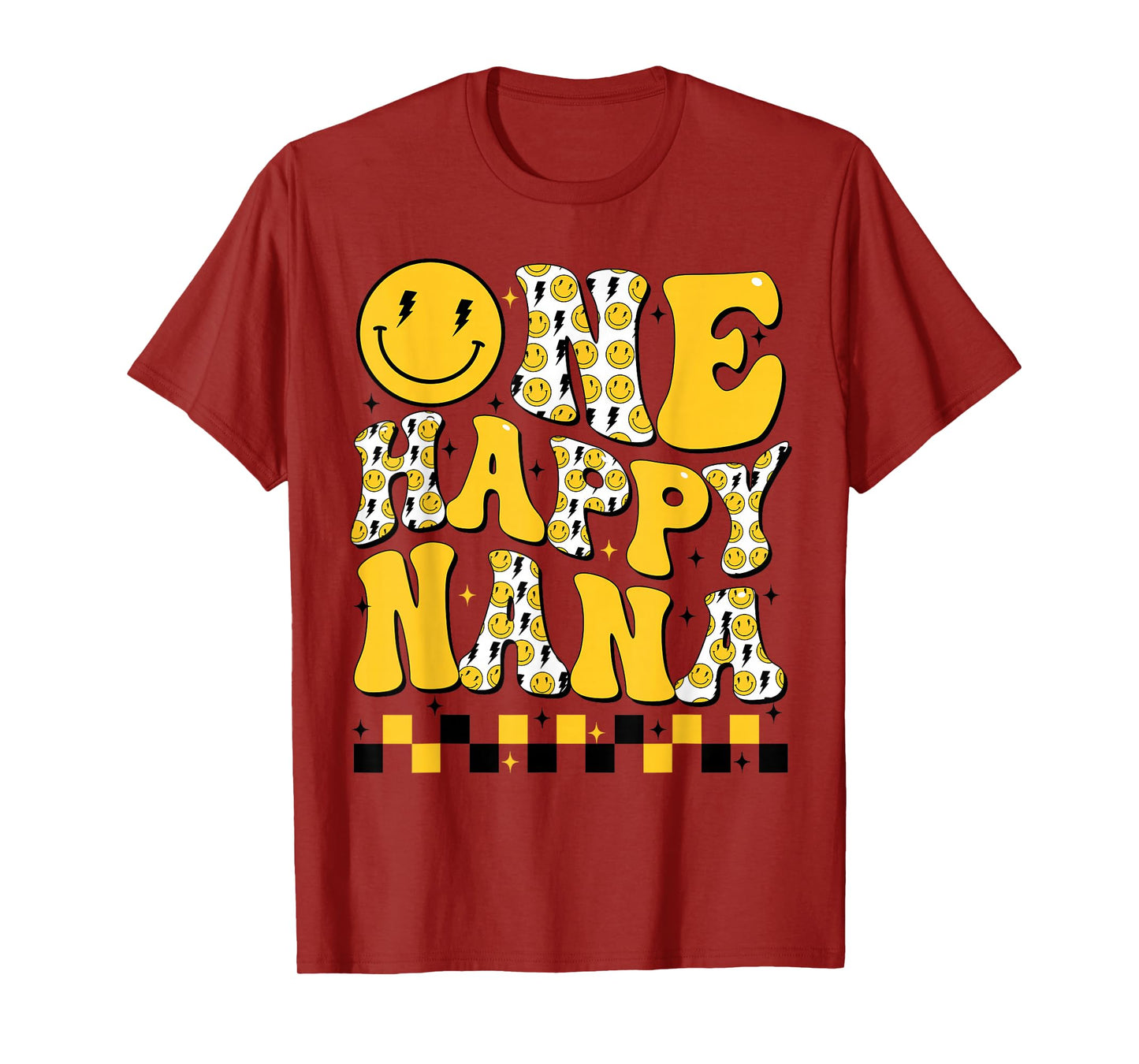 One Happy Nana 1st First Smile Face Birthday Family Matching T-Shirt