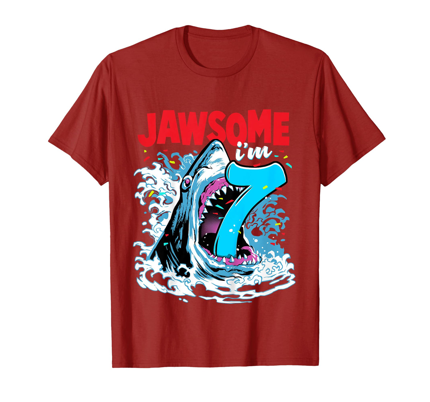 7th Birthday Shirt Shark Birthday Party Gifts for Kids 7 yr T-Shirt