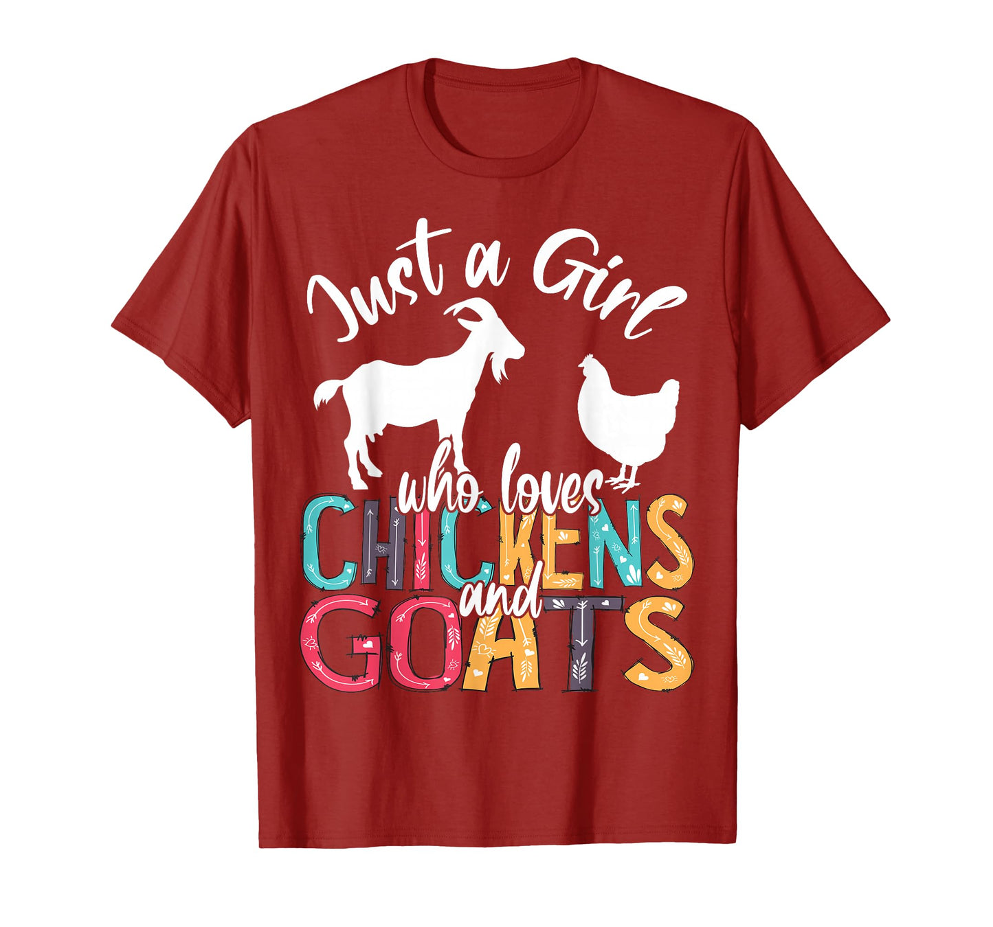 Cute Just A Girl Who Loves Chickens Goats Farmer Girls T-Shirt