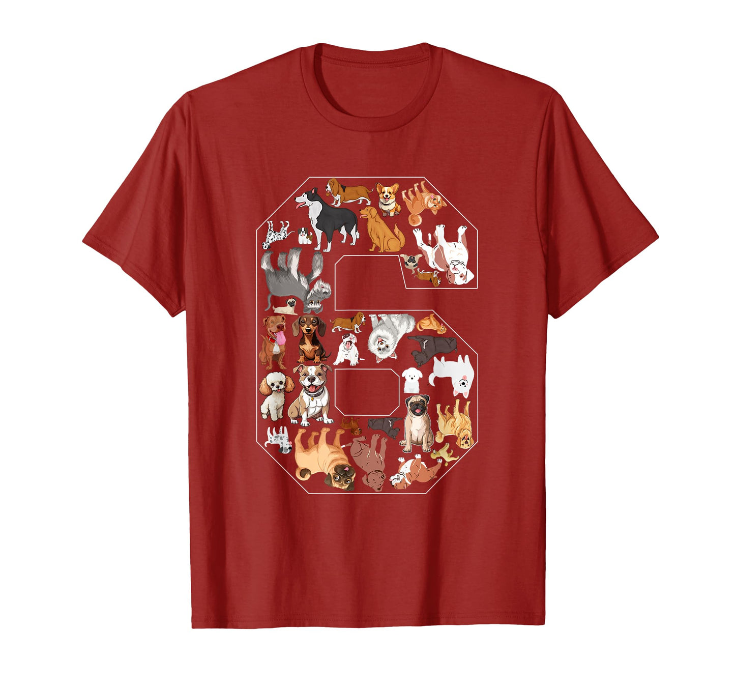 6th Birthday Dog Lovers 6 Year Old Boys Girls Party T-Shirt