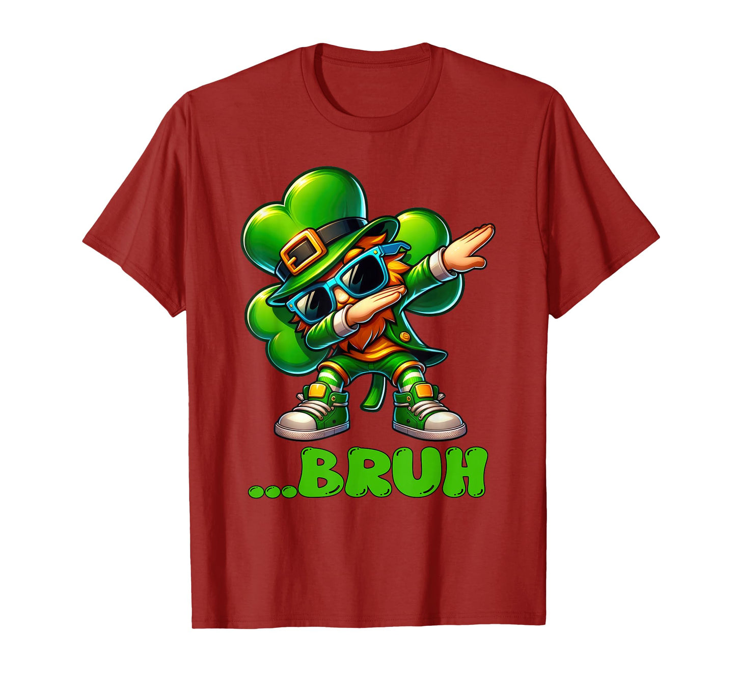 Bruh Dab Leprechaun Funny Kids Boys Mens St Patrick Day T-Shirt
