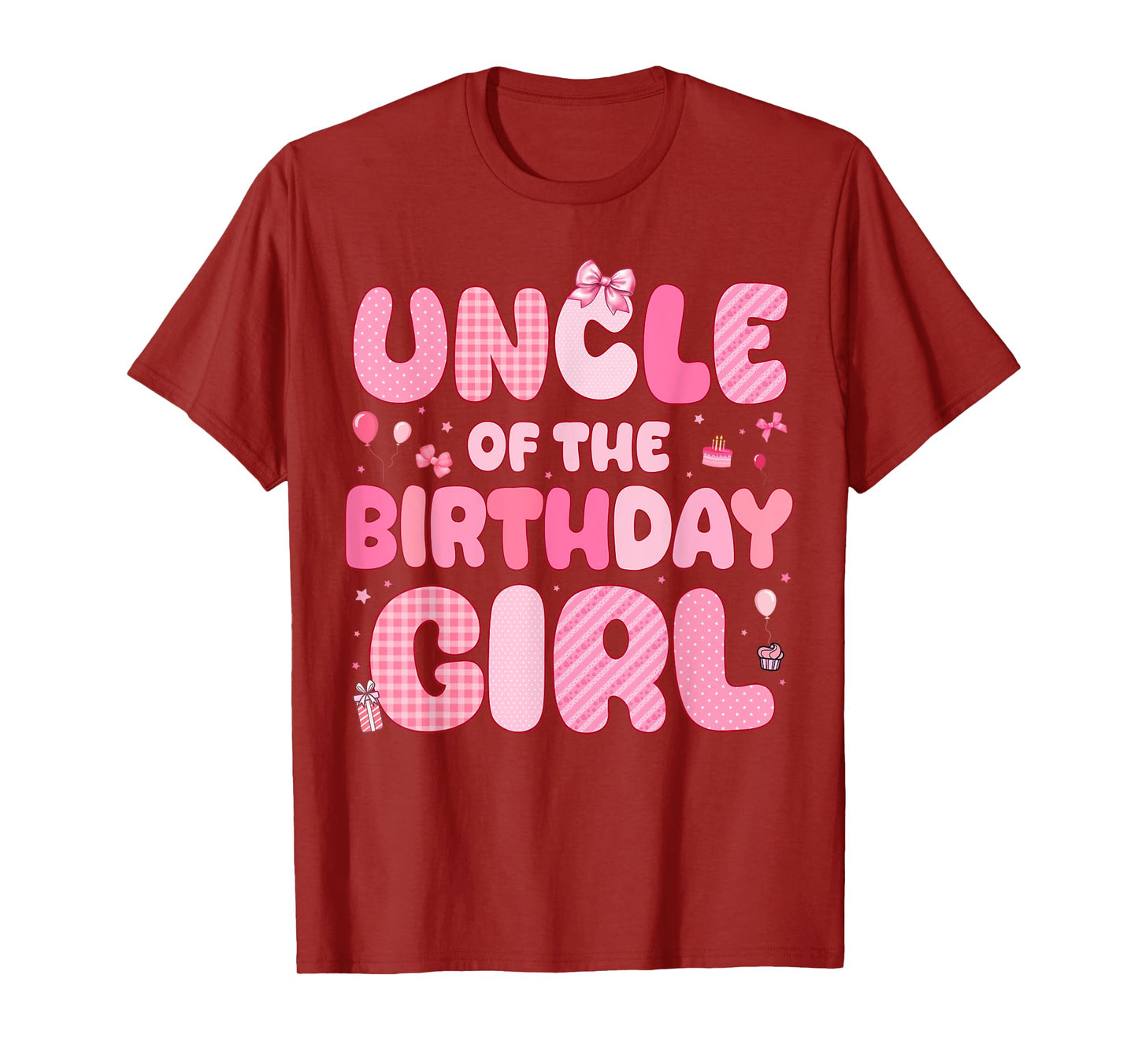 Uncle of The Birthday Girl Pink Coquette Bow Birthday Family T-Shirt