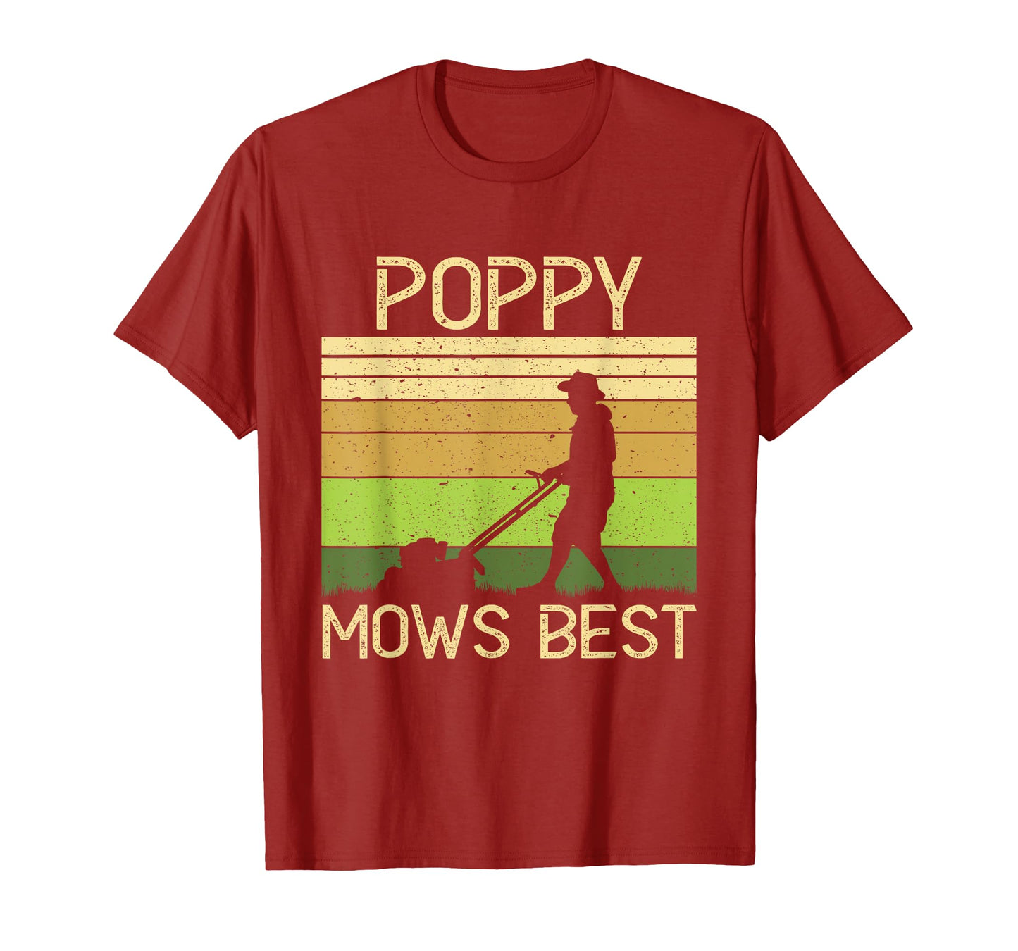 Poppy Mows Best Funny Lawn Mowing Grandpa Gardening T-Shirt