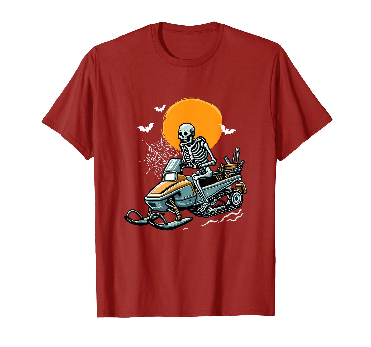 Skeleton Snowmobile Halloween Costume Sports Lover Family T-Shirt