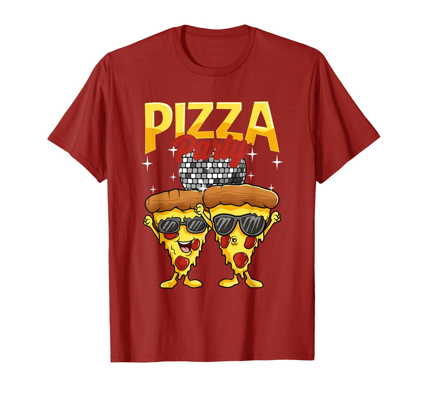 Funny Pizza Party Disco Ball Sunglass Wearing Slice Of Pizza T-Shirt