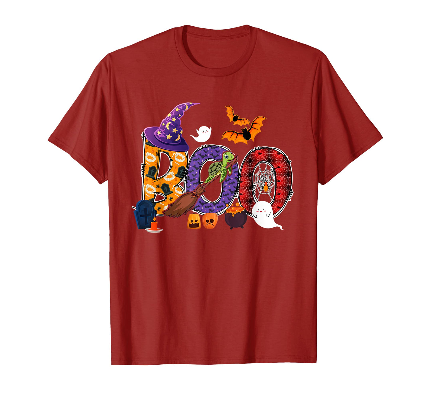 Boo Halloween Turtle Riding Witch's Broomstick Lover Family T-Shirt