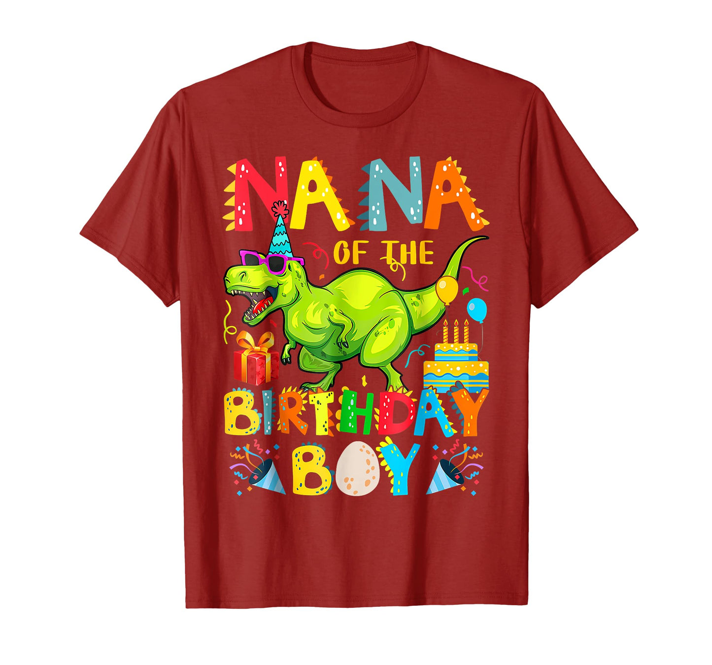 Nana of The Birthday Boy Family Matching Dinosaur T-Rex T-Shirt