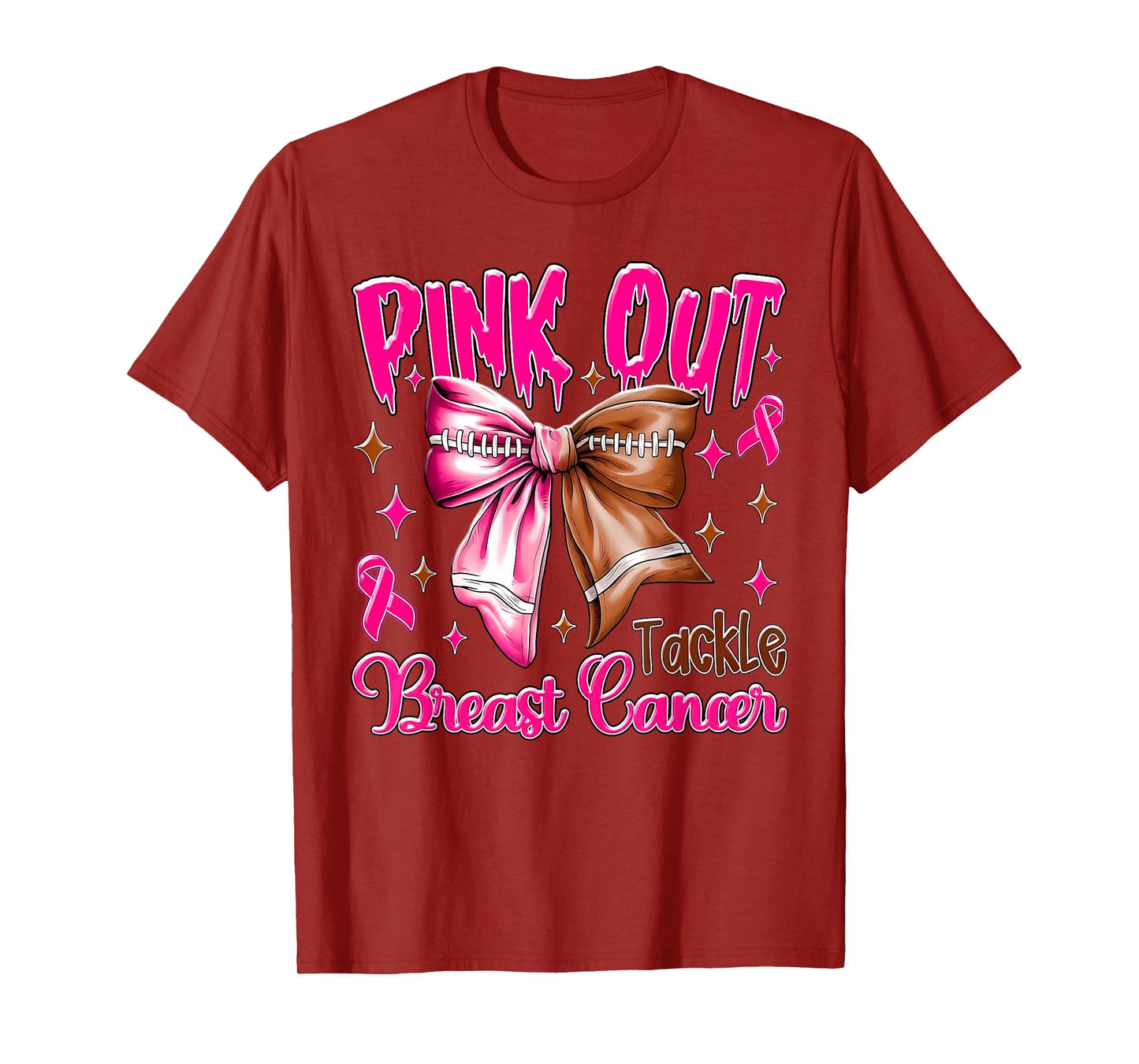 Pink Out Shirt Men Boy Kids Football Breast Cancer Awareness T-Shirt