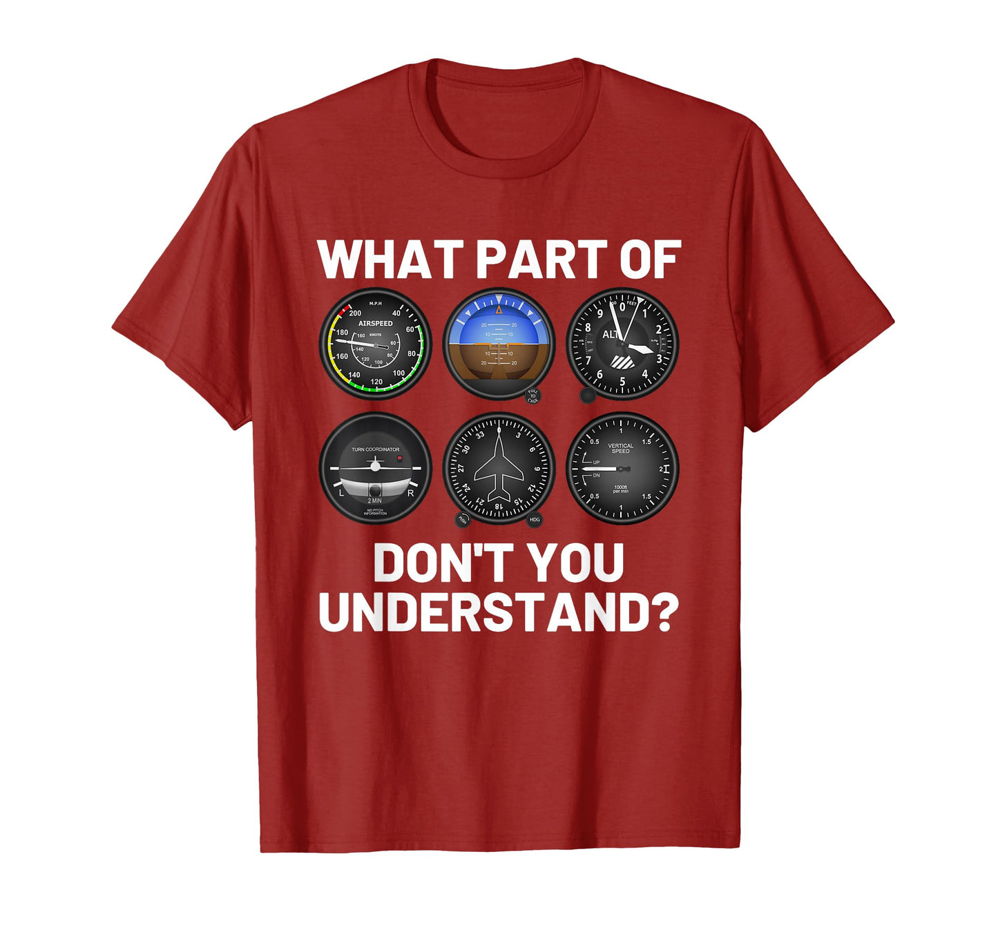 Funny Pilot Art Aviation Six Pack Instruments Flying Plane T-Shirt