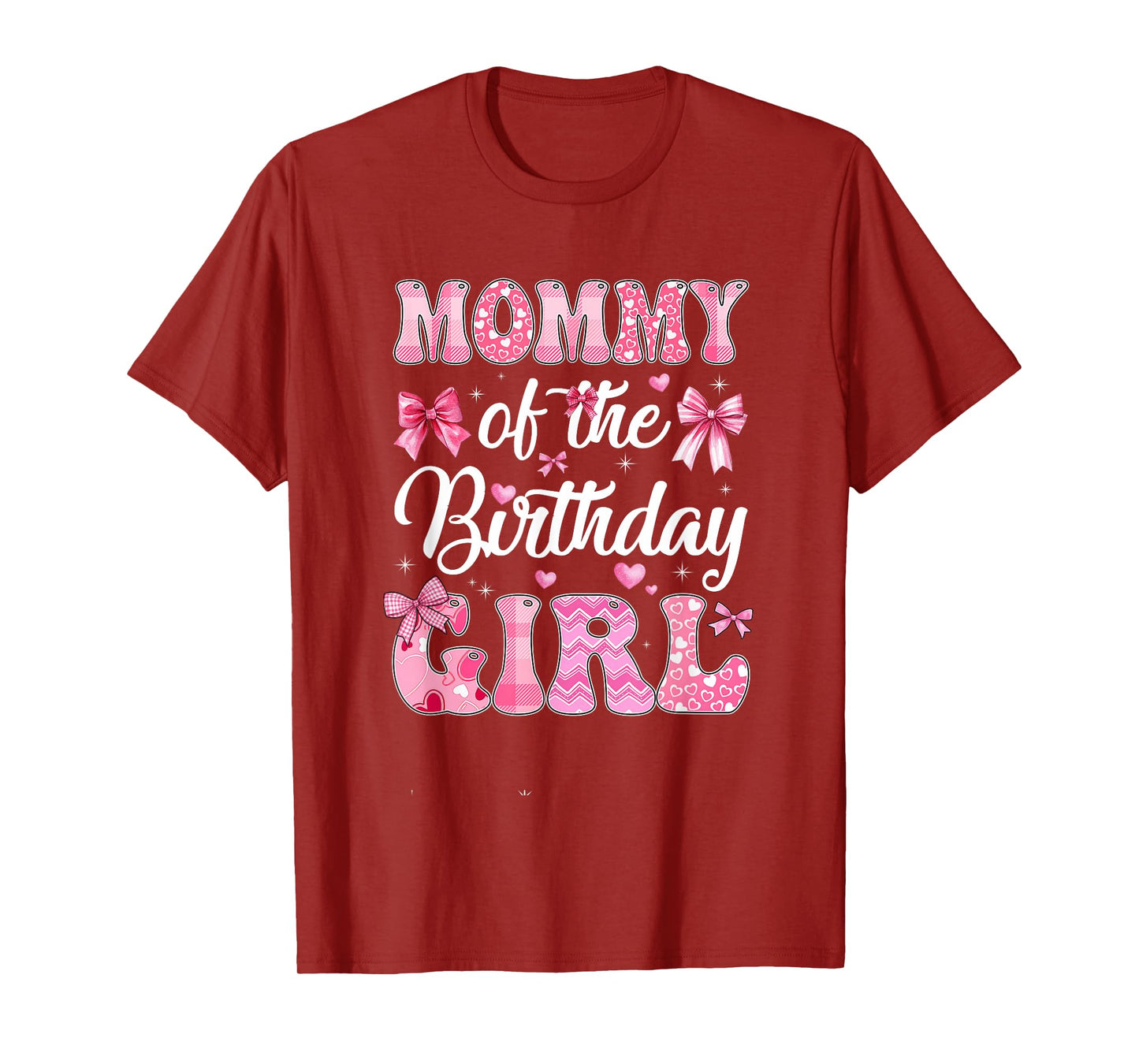 Mommy Of The Birthday Girl Family Pink Coquette Bow T-Shirt