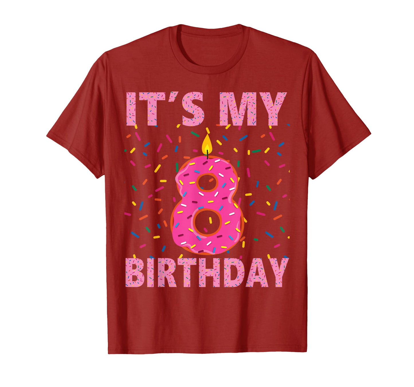 Kids Sweet donut It's My 8th Birthday Shirt 8 Yrs Old Gift T-Shirt