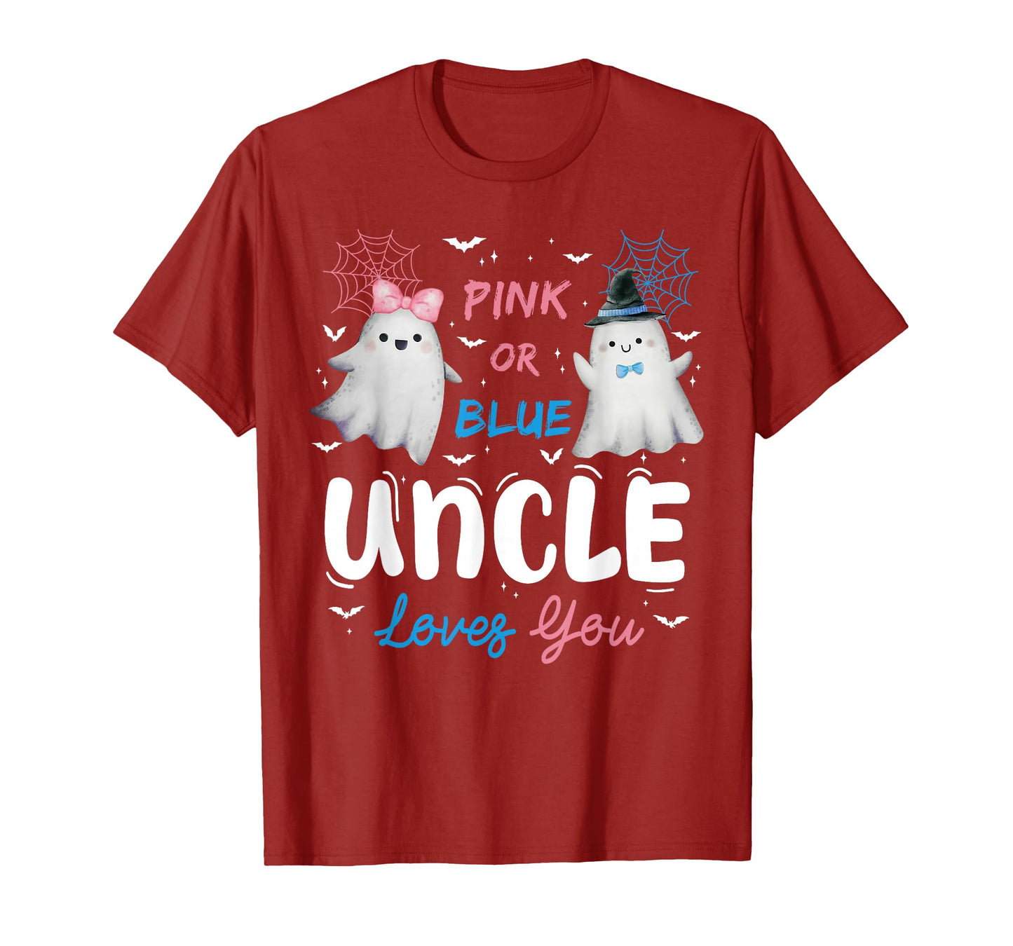 Pink or Blue Uncle Loves You Halloween Ghost Gender Reveal T-Shirt