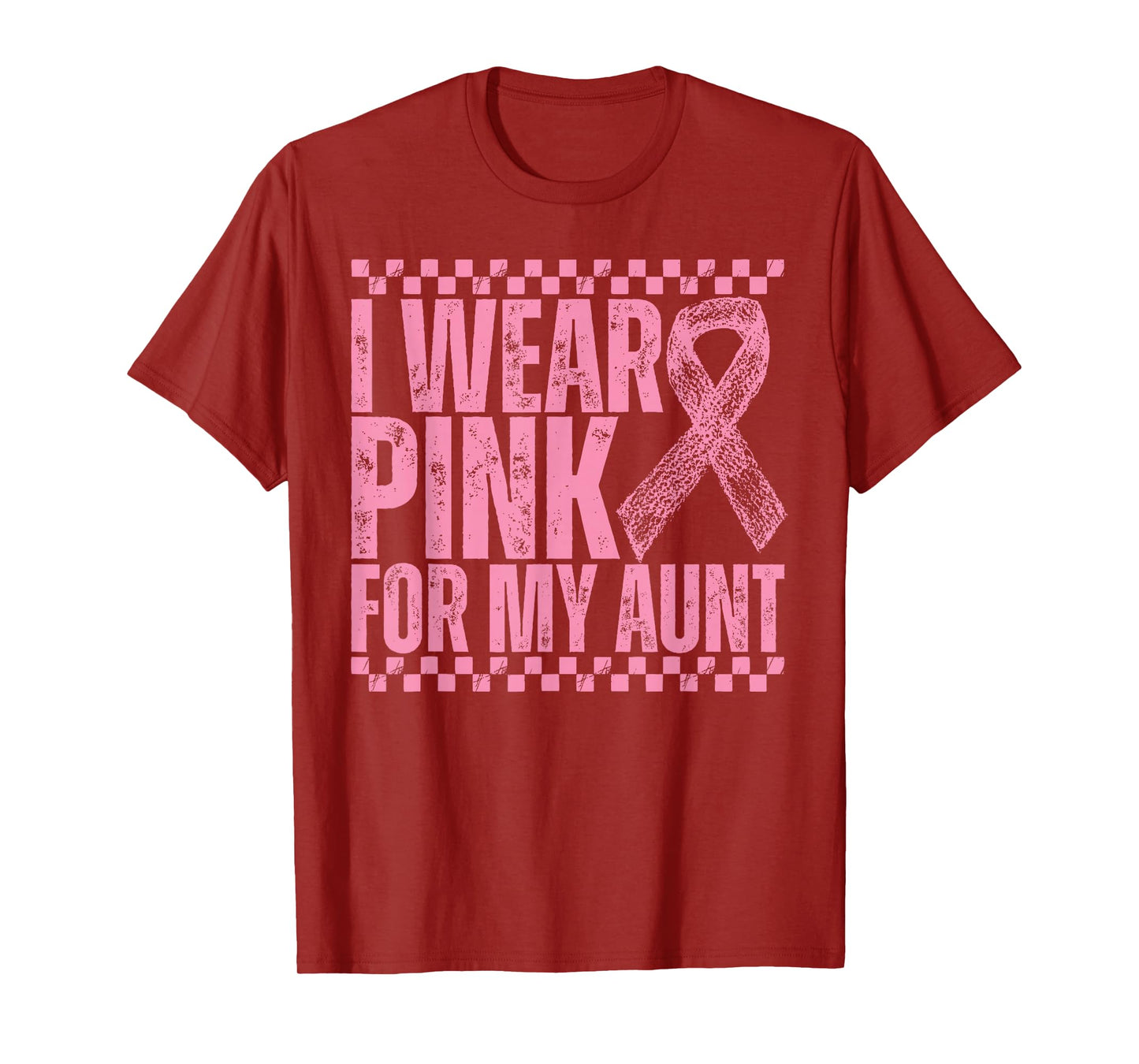 I Wear Pink for My Aunt Auntie Checkered Breast Cancer T-Shirt