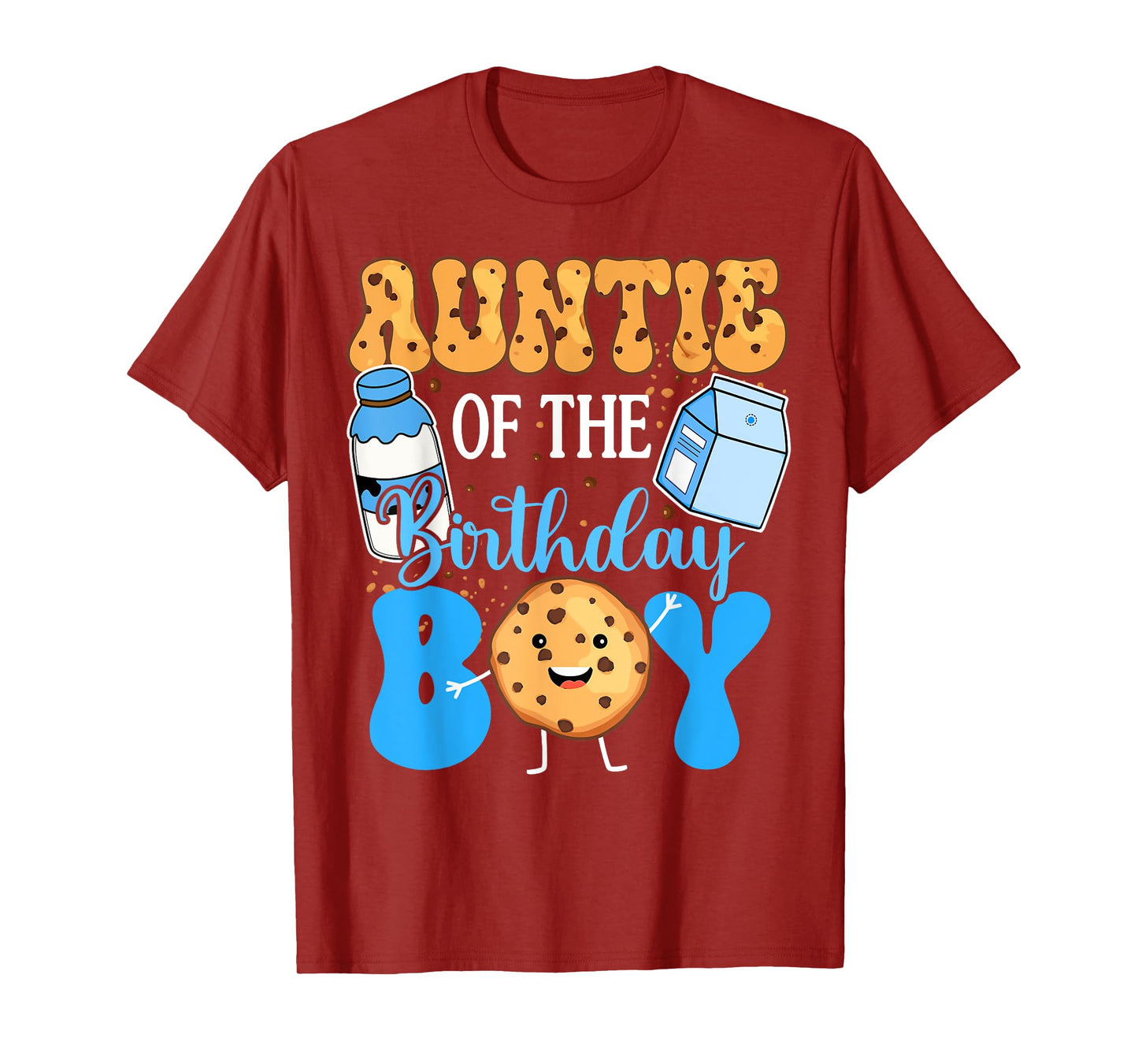 Auntie of the Birthday Boy Milk and Cookies 1st Birthday T-Shirt
