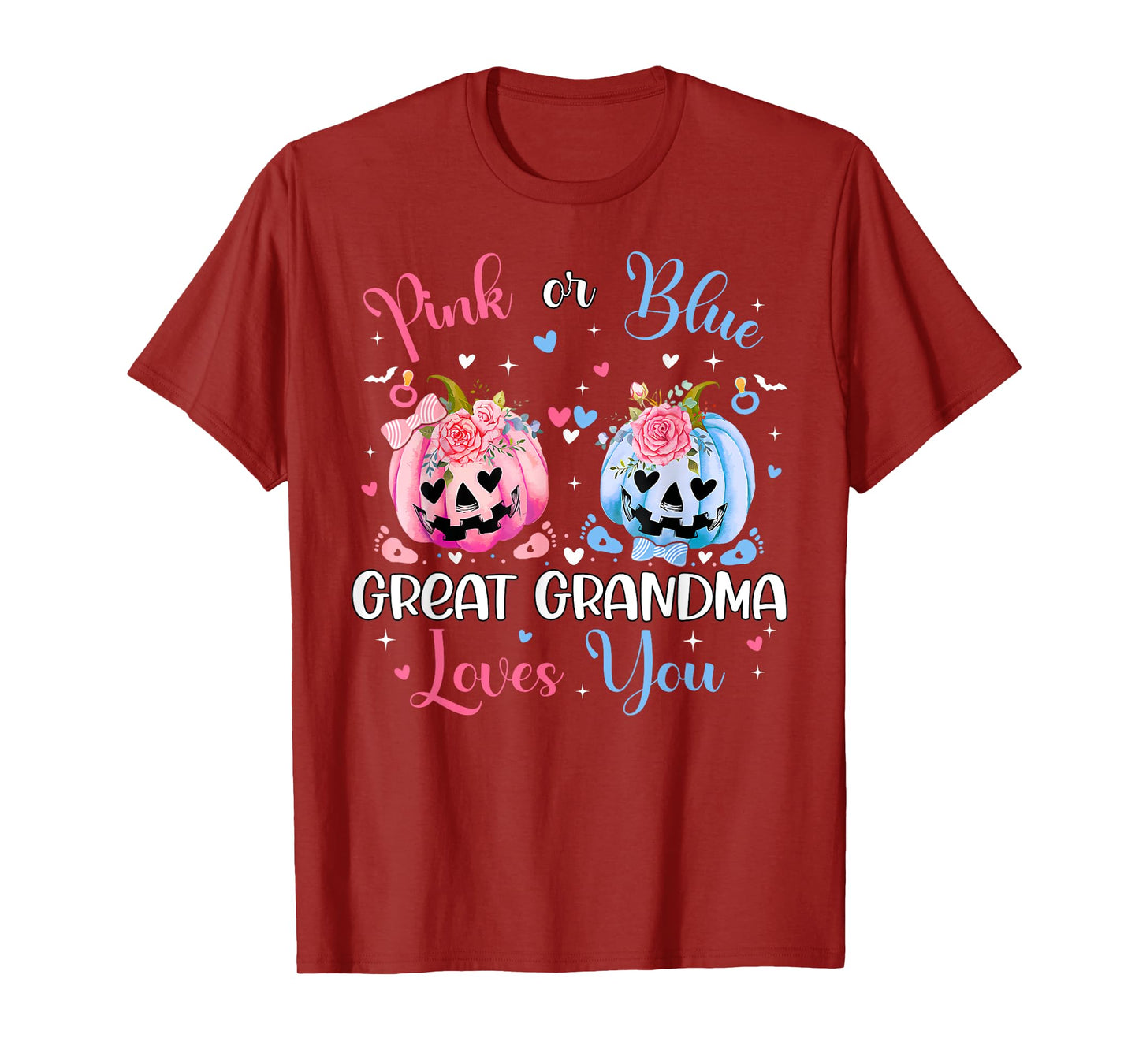 Pink or Blue Great Grandma Loves You Pumpkin Gender Reveal T-Shirt
