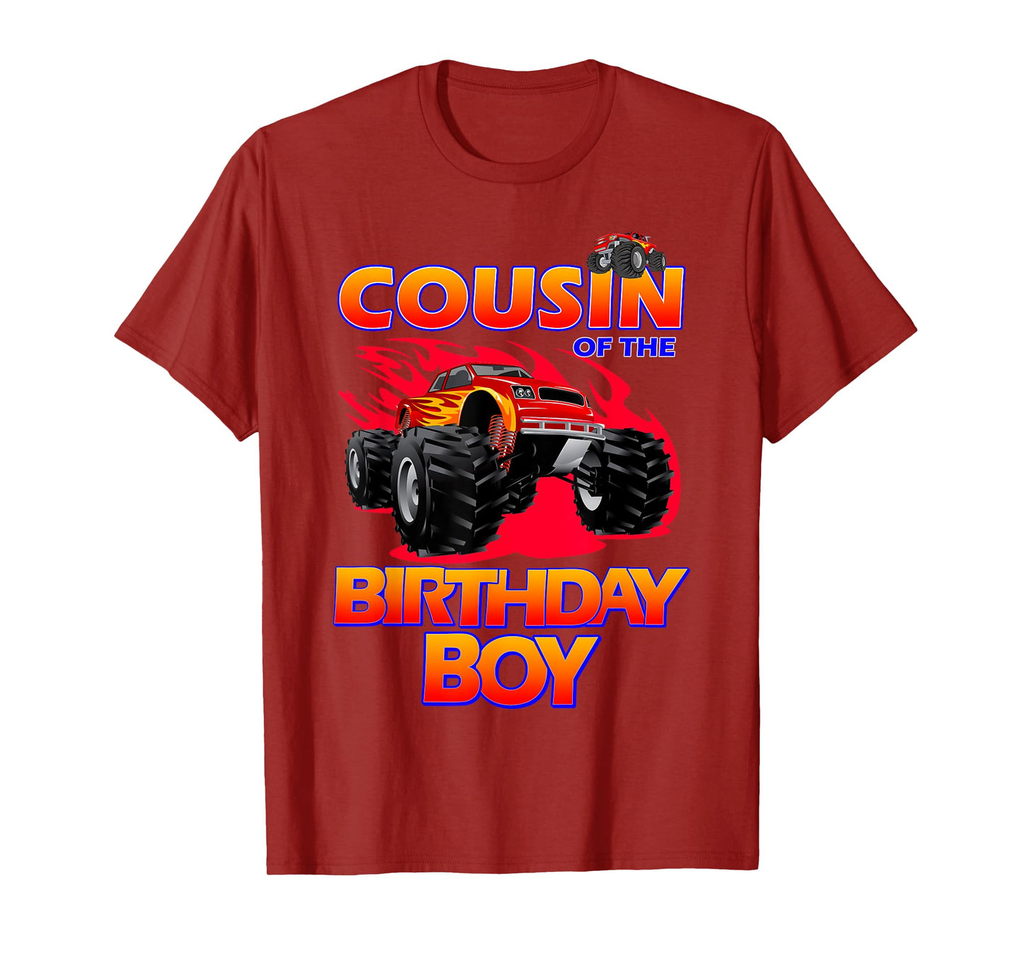 Cousin of the Birthday Boy Monster Truck Birthday Novelty T-Shirt