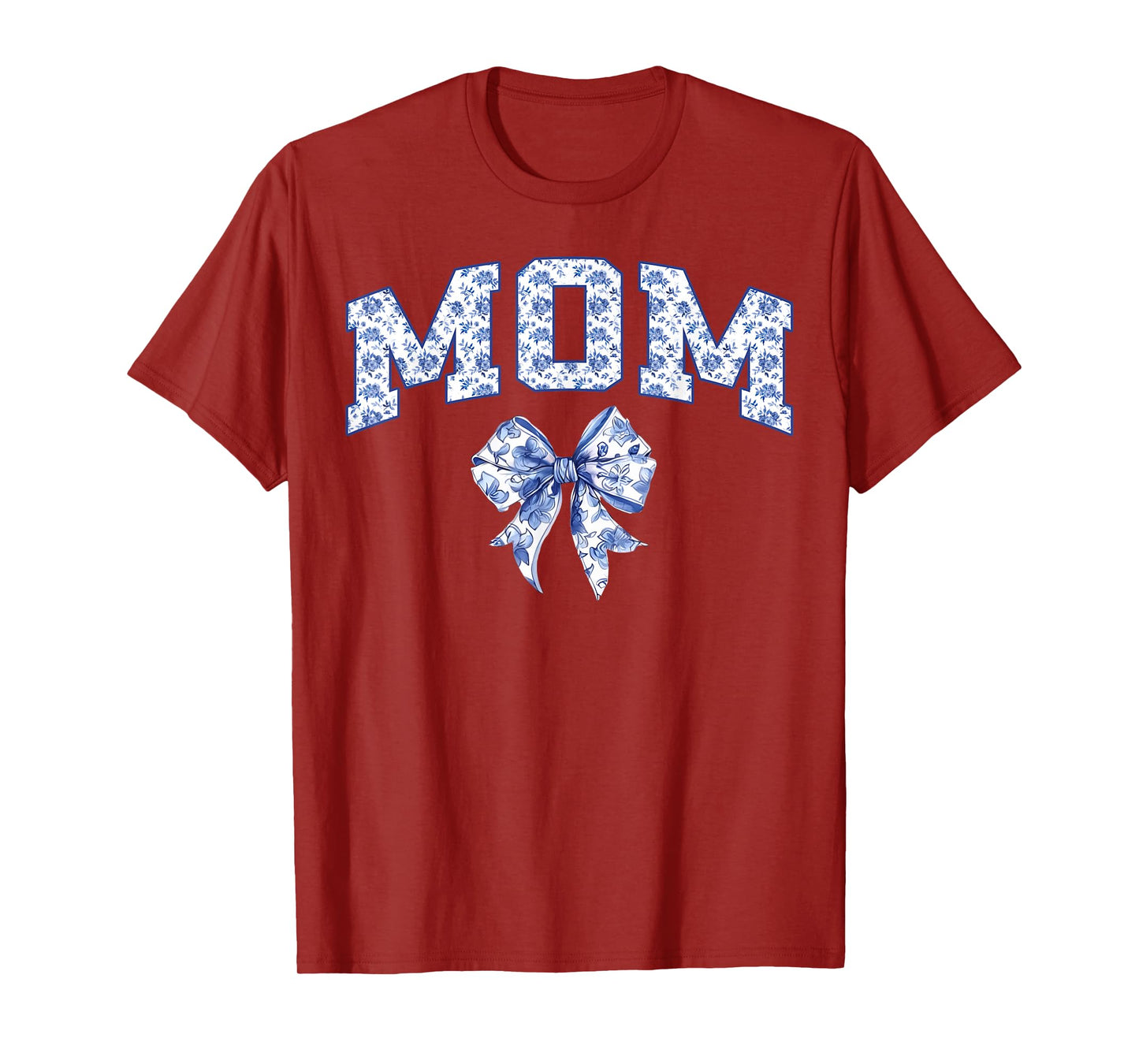Mom Coquette Toile Blue Bow Floral Family Matching T-Shirt
