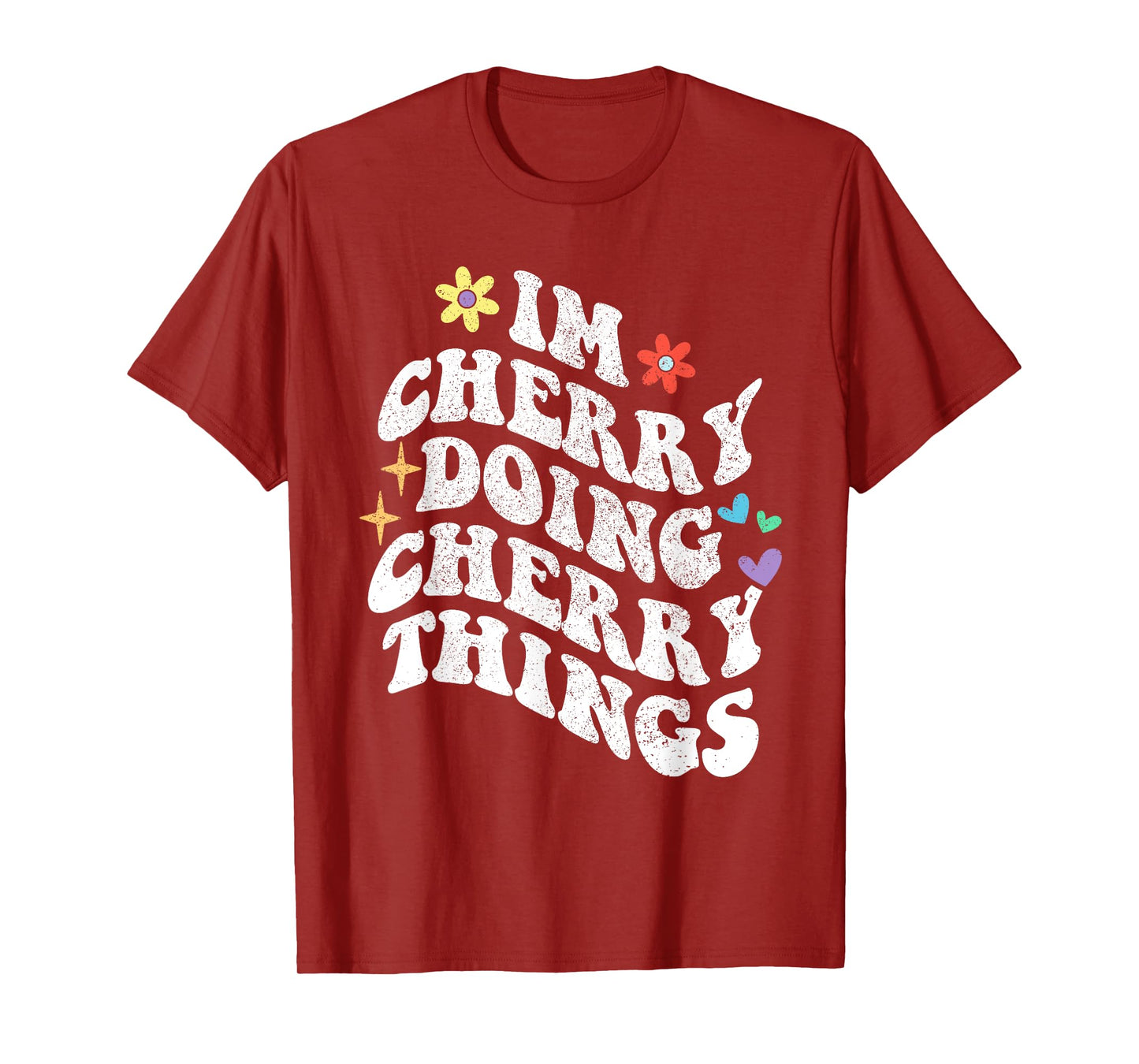 Personalized Name Mothers Day outfit For Women Retro Groovy Im Cherry Doing Cherry Things Funny Mother's T-Shirt
