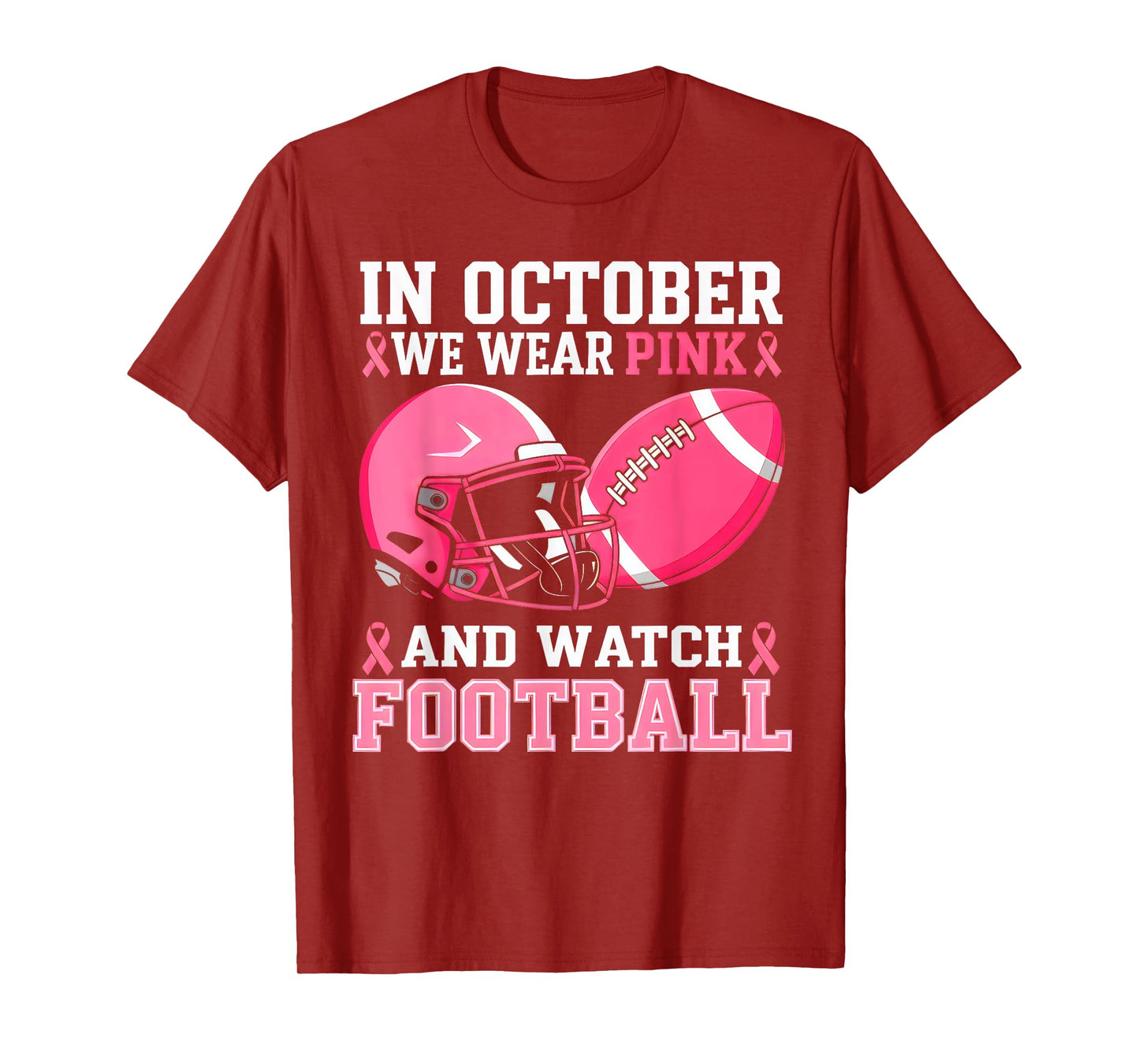 Football Breast Cancer Warrior In October We Wear Pink T-Shirt