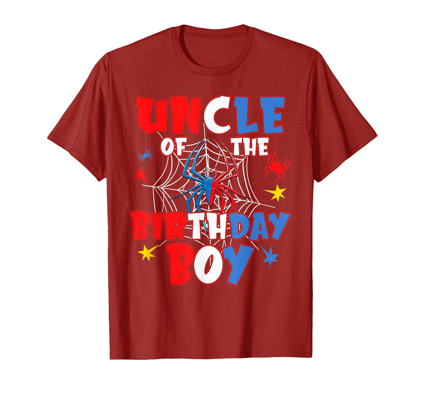 Uncle Of The Birthday Boy Shirt Matching Family Spider Web T-Shirt