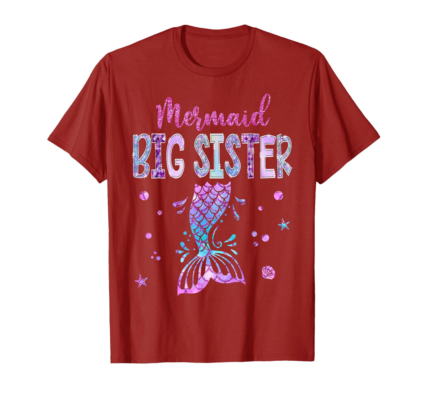 Mermaid Big Sister Birthday Party Girl Family Matching T-Shirt