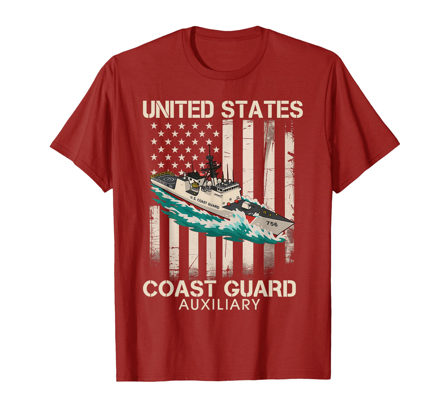 Patriotic US Coast Guard Auxiliary USCG USA Flag Veterans T-Shirt