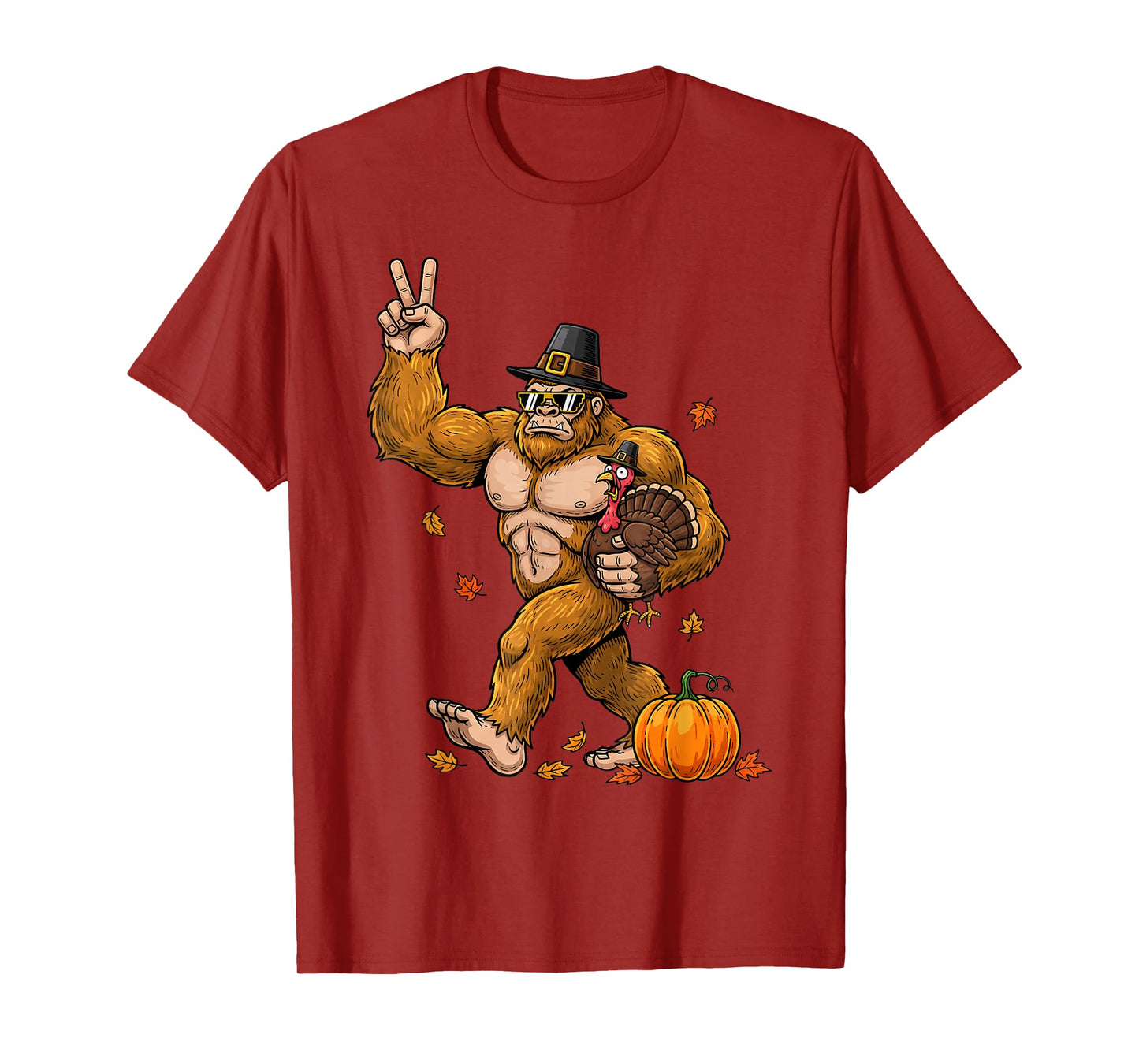 Sasquatch Turkey Thanksgiving Pajamas Kids Boys Men Women T-Shirt
