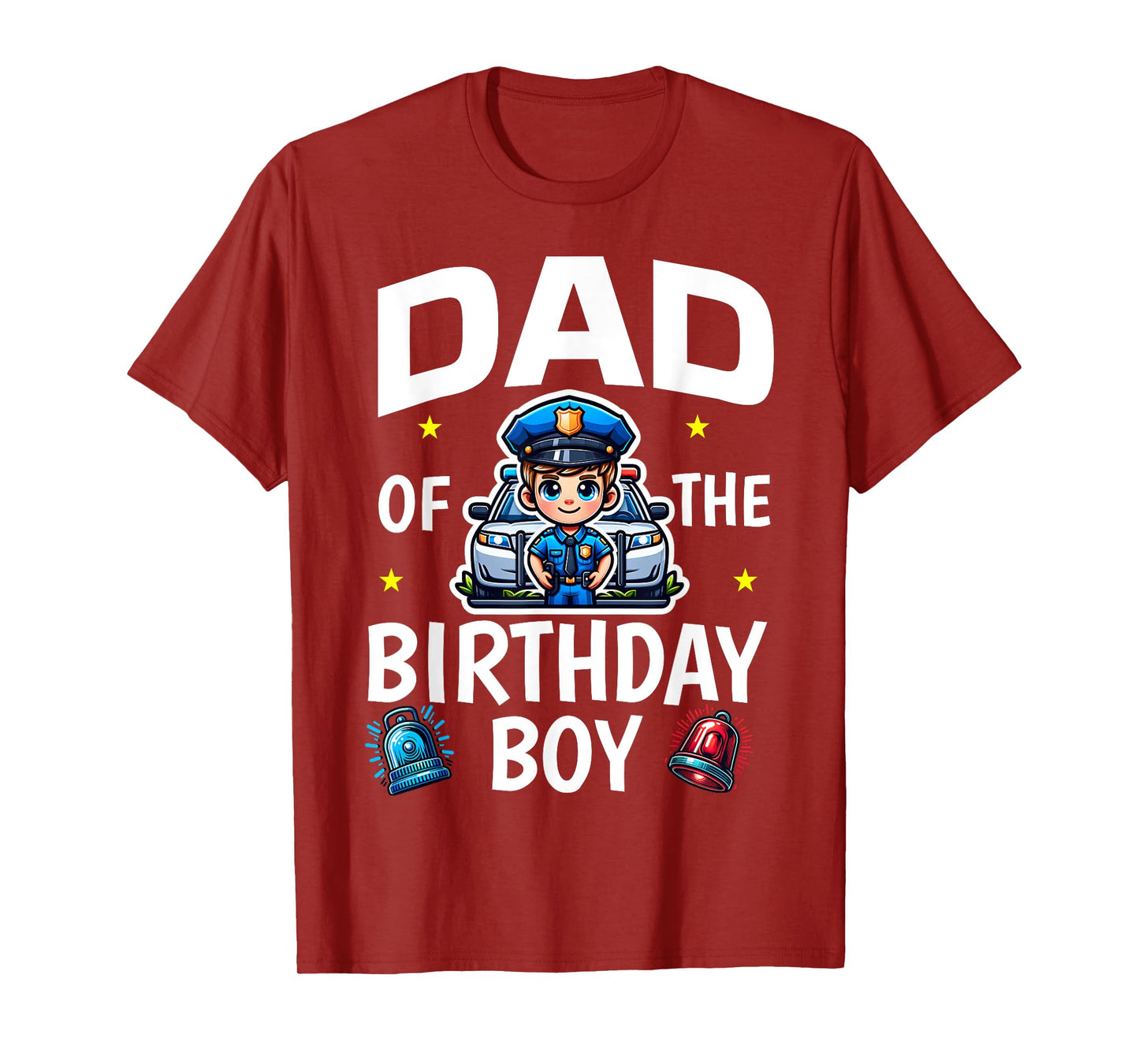 Dad Of The Birthday Boy Police Car Policeman Police Officer T-Shirt
