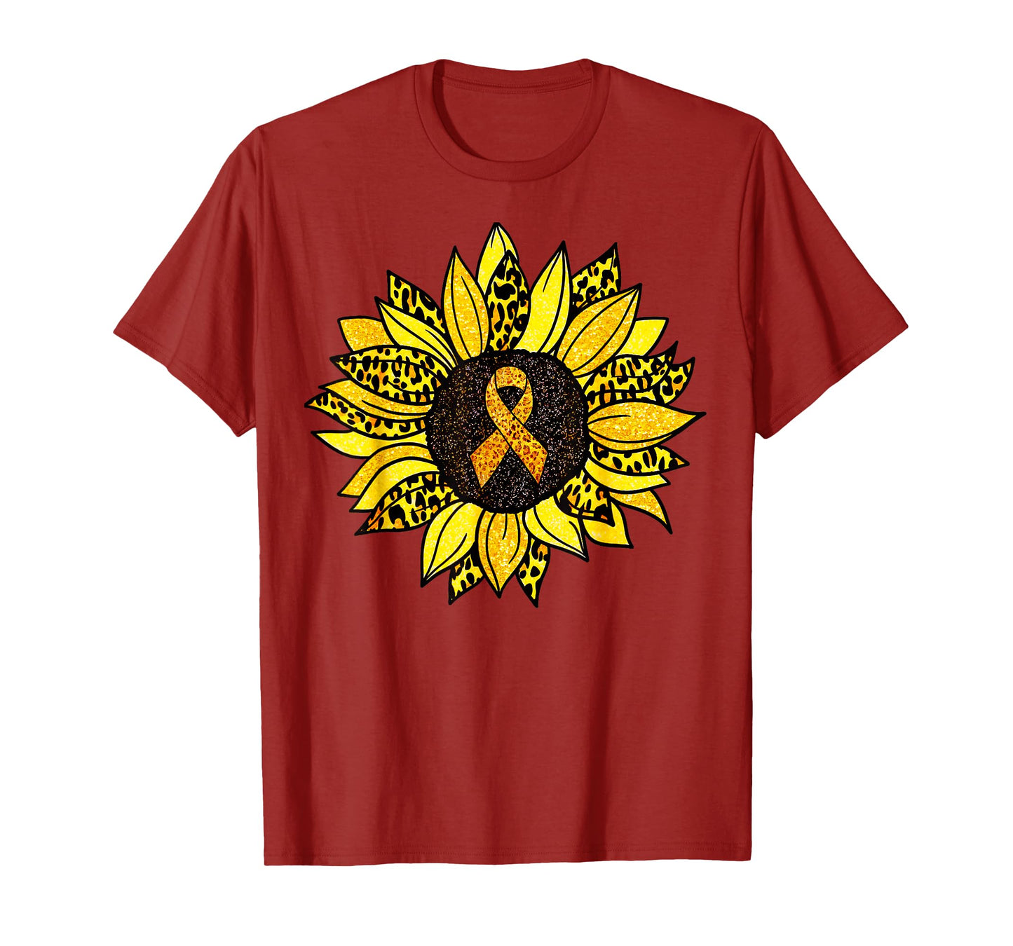 Childhood Cancer Awareness Yellow Sunflower Gold Ribbon T-Shirt