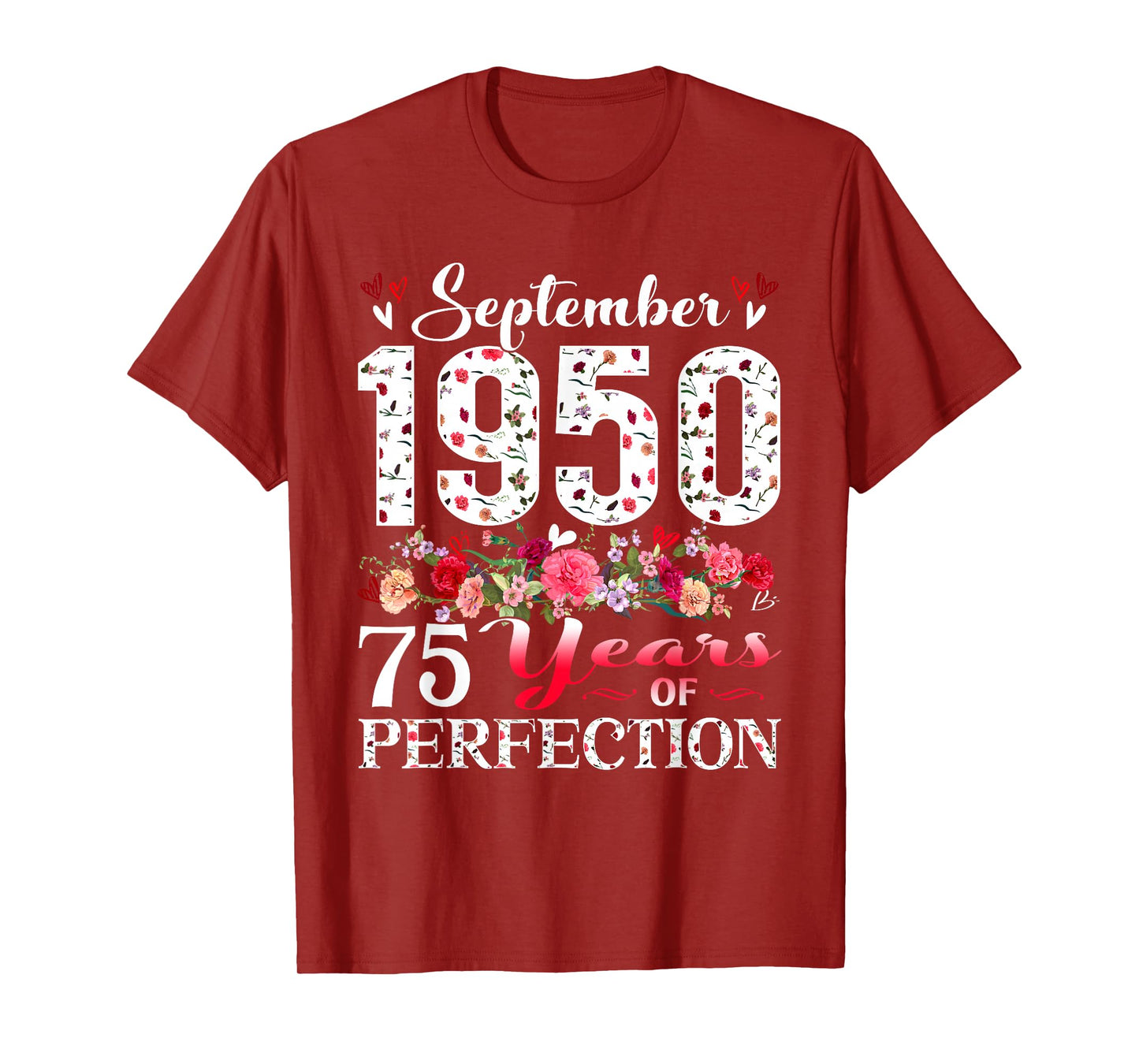 75 Year Old Floral September 1950 75th Birthday Gifts Women T-Shirt