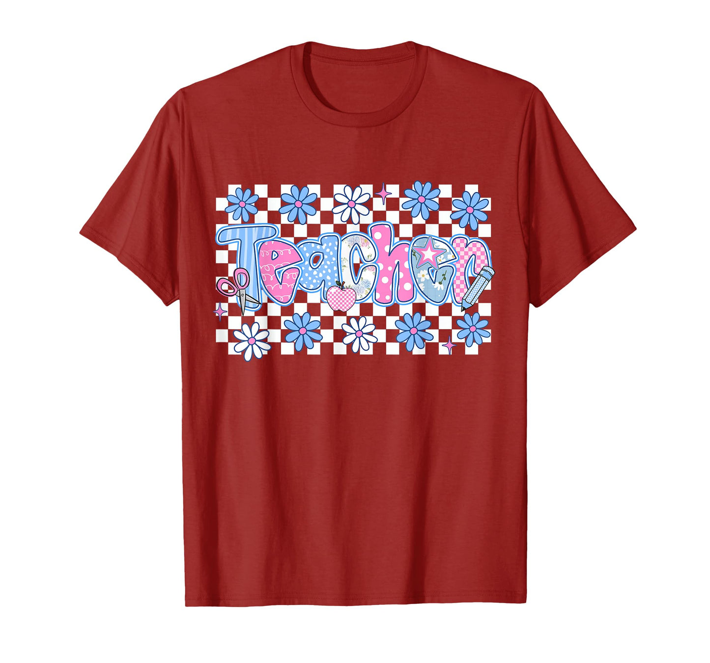 Floral Checkered Teacher Life Teaching Teacher Appreciation T-Shirt
