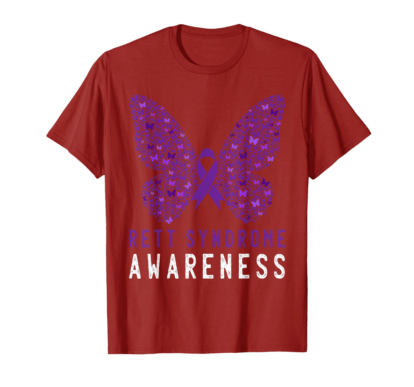 Rett Syndrome Awareness Butterfly Purple Ribbon Support T-Shirt