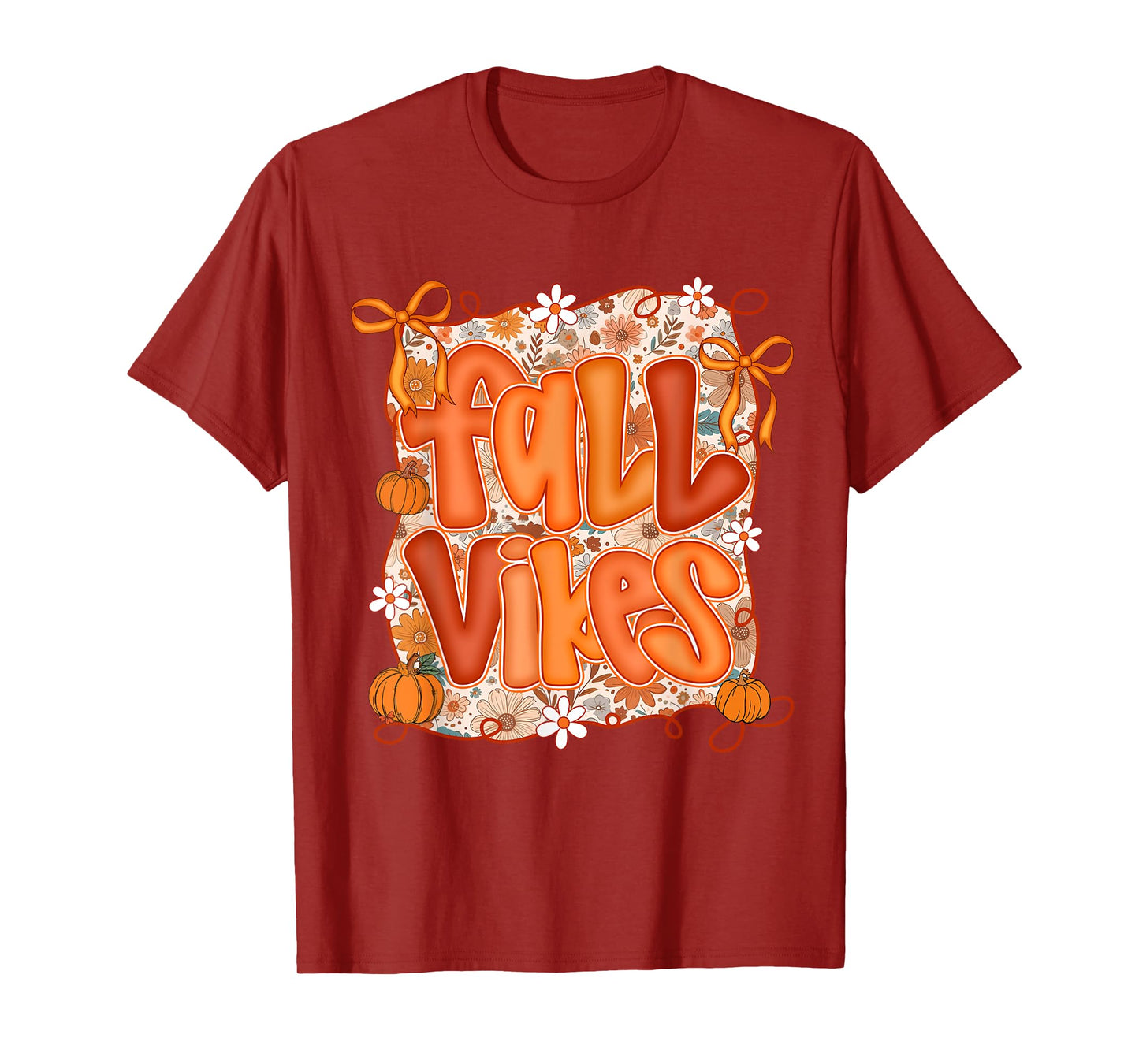 Fall Vibes Retro Pumpkin Thanksgiving Autumn Fall Women T-Shirt