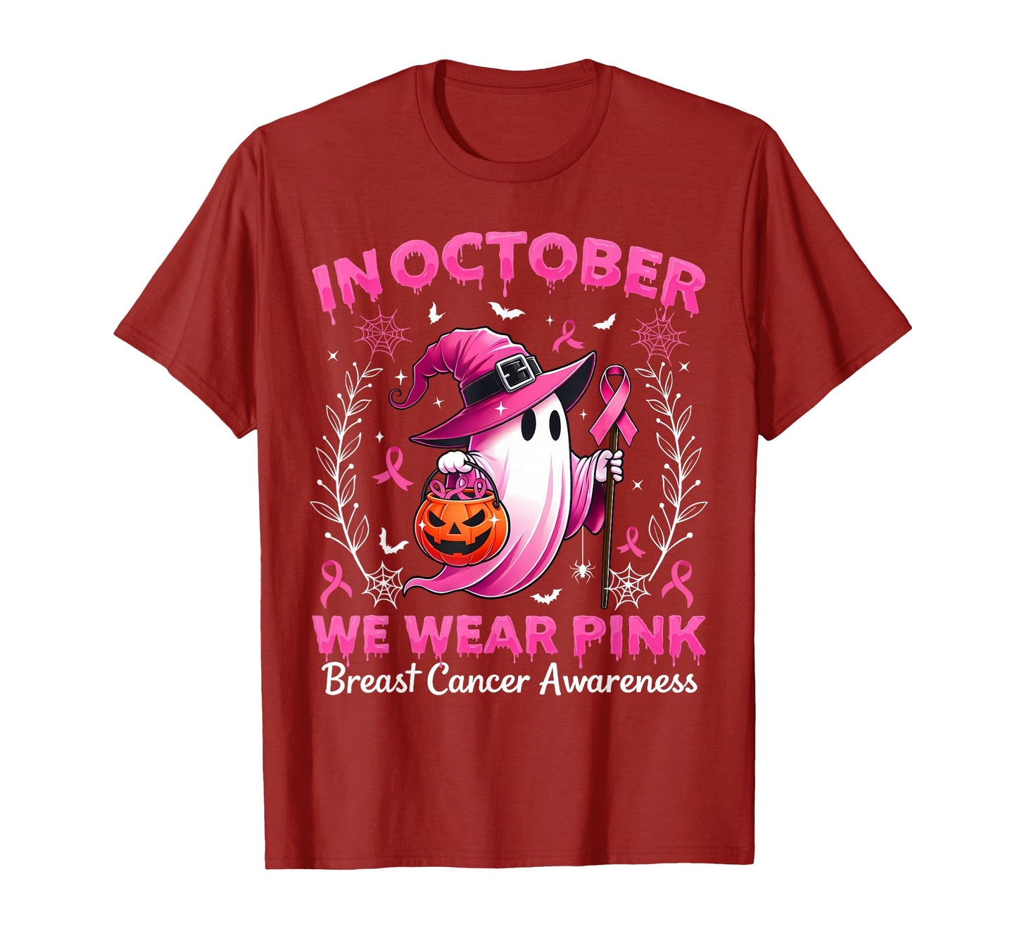 In October We Wear Pink Breast Cancer Awareness Halloween T-Shirt
