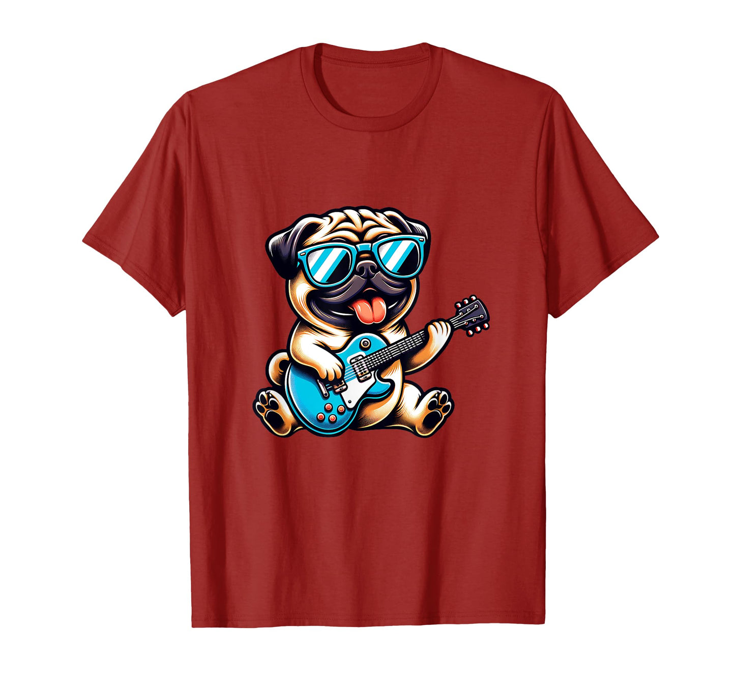 E-Guitar Cool Pug Playing Happy Tunes T-Shirt