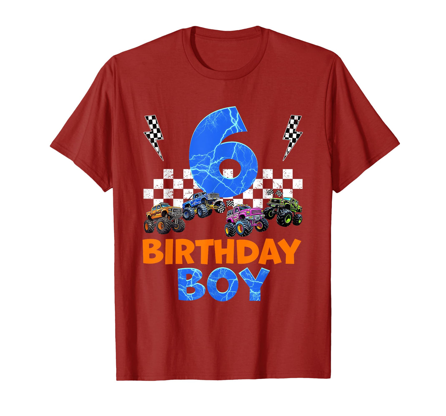 Retro Monster Truck 6th Birthday Boy Gift For 6 Years Kids T-Shirt