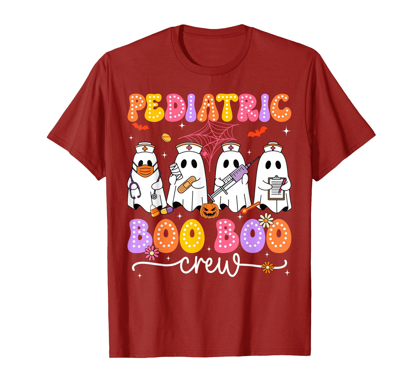 Ghost Nurse Halloween Costume Pediatric Nurse Boo Boo Crew T-Shirt
