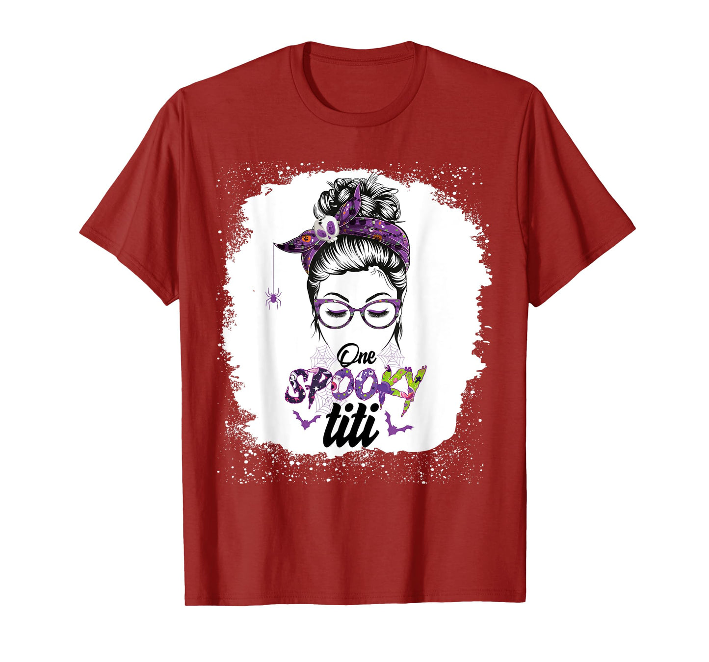 One Spooky Titi Bleached Messy Bun Funny Halloween Women T-Shirt
