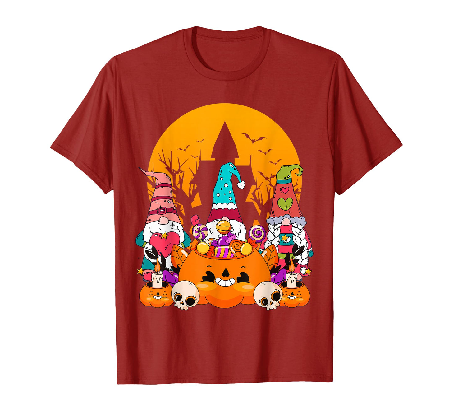 Three Gnomes Happy Halloween Costume Fall Candy Corn Pumpkin T-Shirt