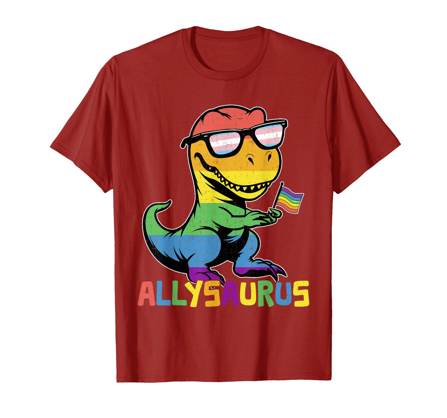 Funny Allysaurus LGBTQ Rainbow T Rex Kids Boys Gay Support T-Shirt