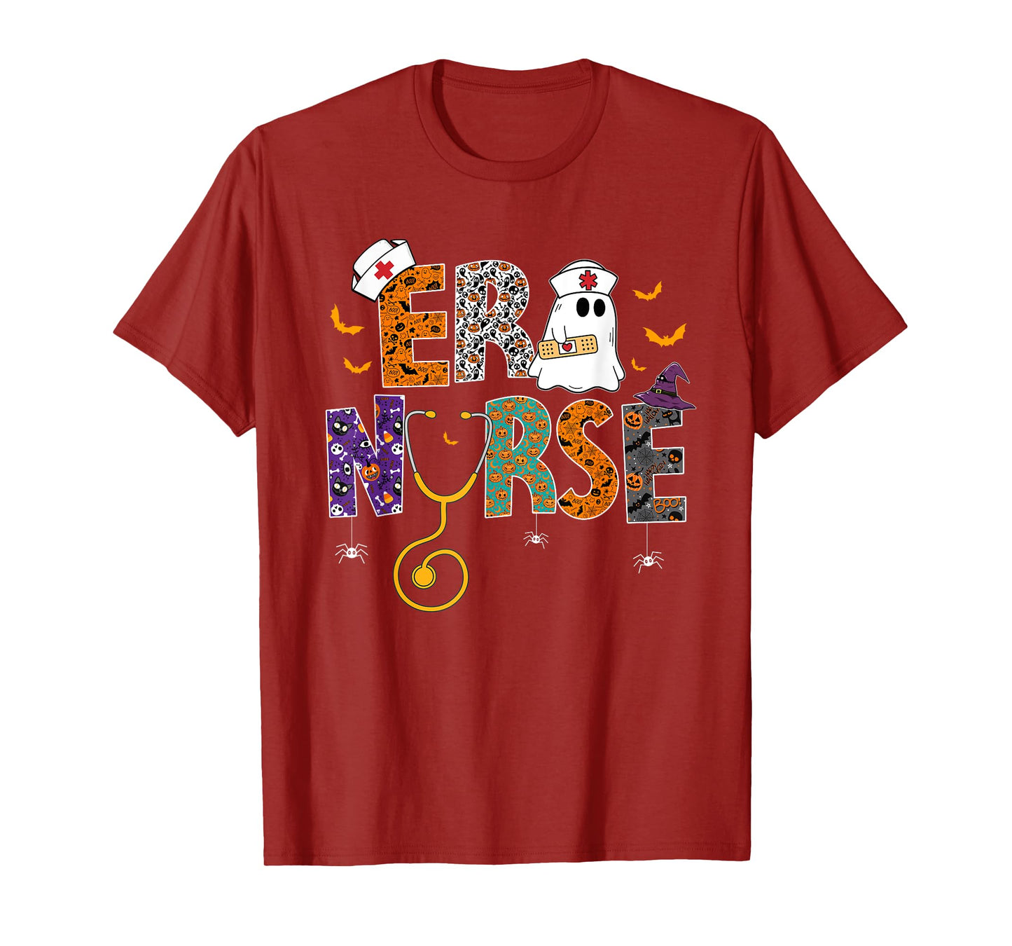 Halloween ER Nurse Nursing Cute Nurse Halloween Pattern T-Shirt