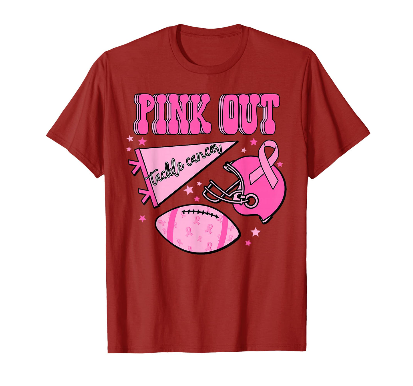 Pink Out Tackle Breast Cancer Awareness American Football T-Shirt
