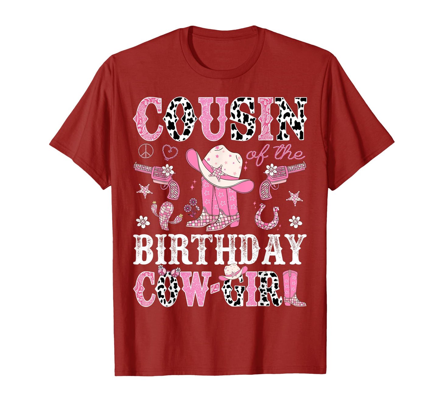 Cousin Of The Birthday CowGirl Pink Disco Rodeo Western T-Shirt