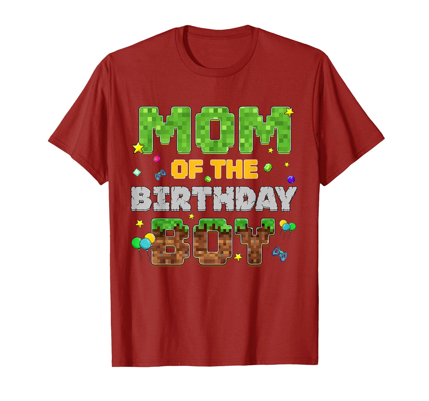 Mom Of The Birthday Boy Pixel Gamer Party Matching Family T-Shirt