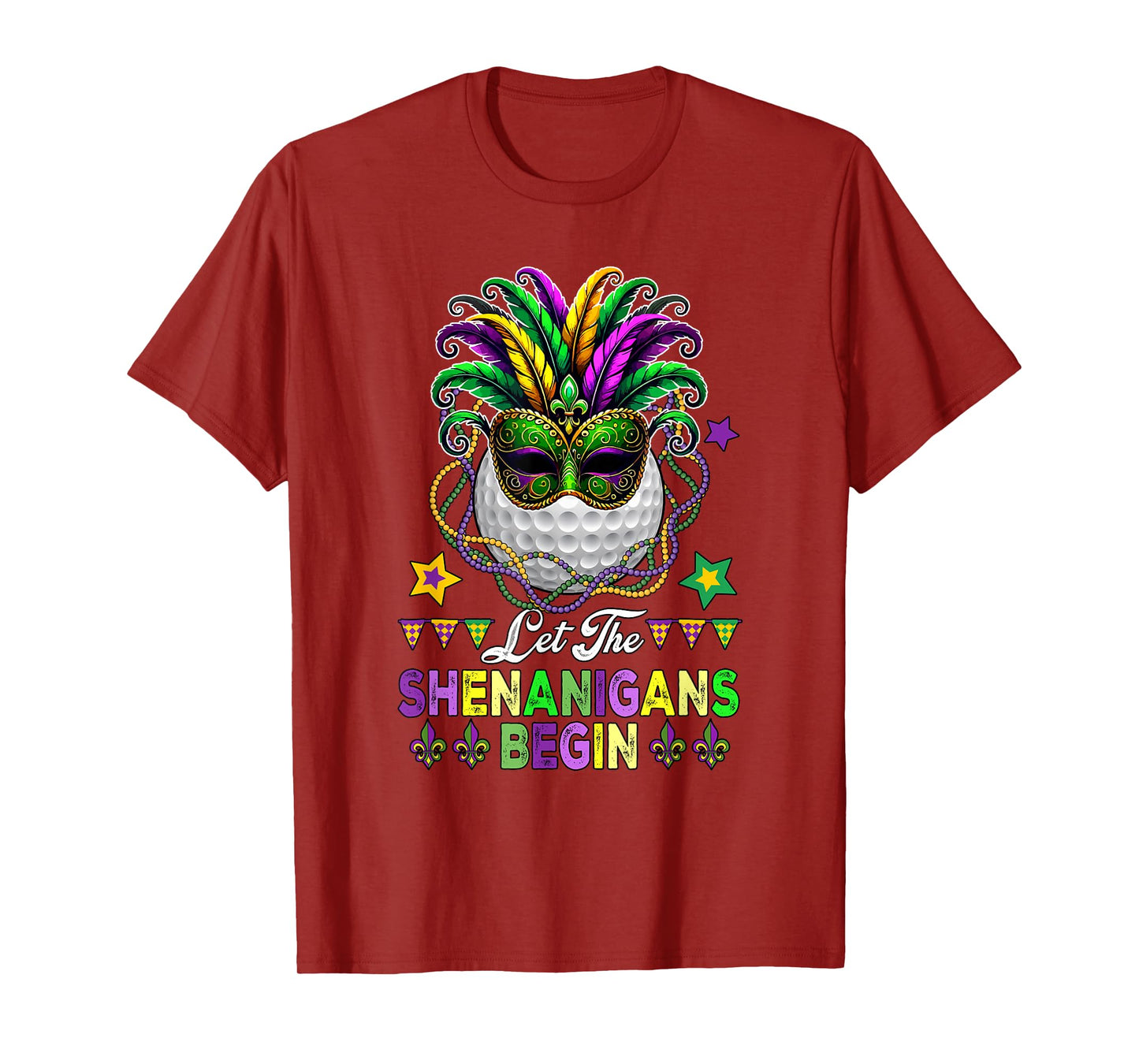 Shenanigans Begin Mardi Gras Golf Ball Masked Parades T-Shirt