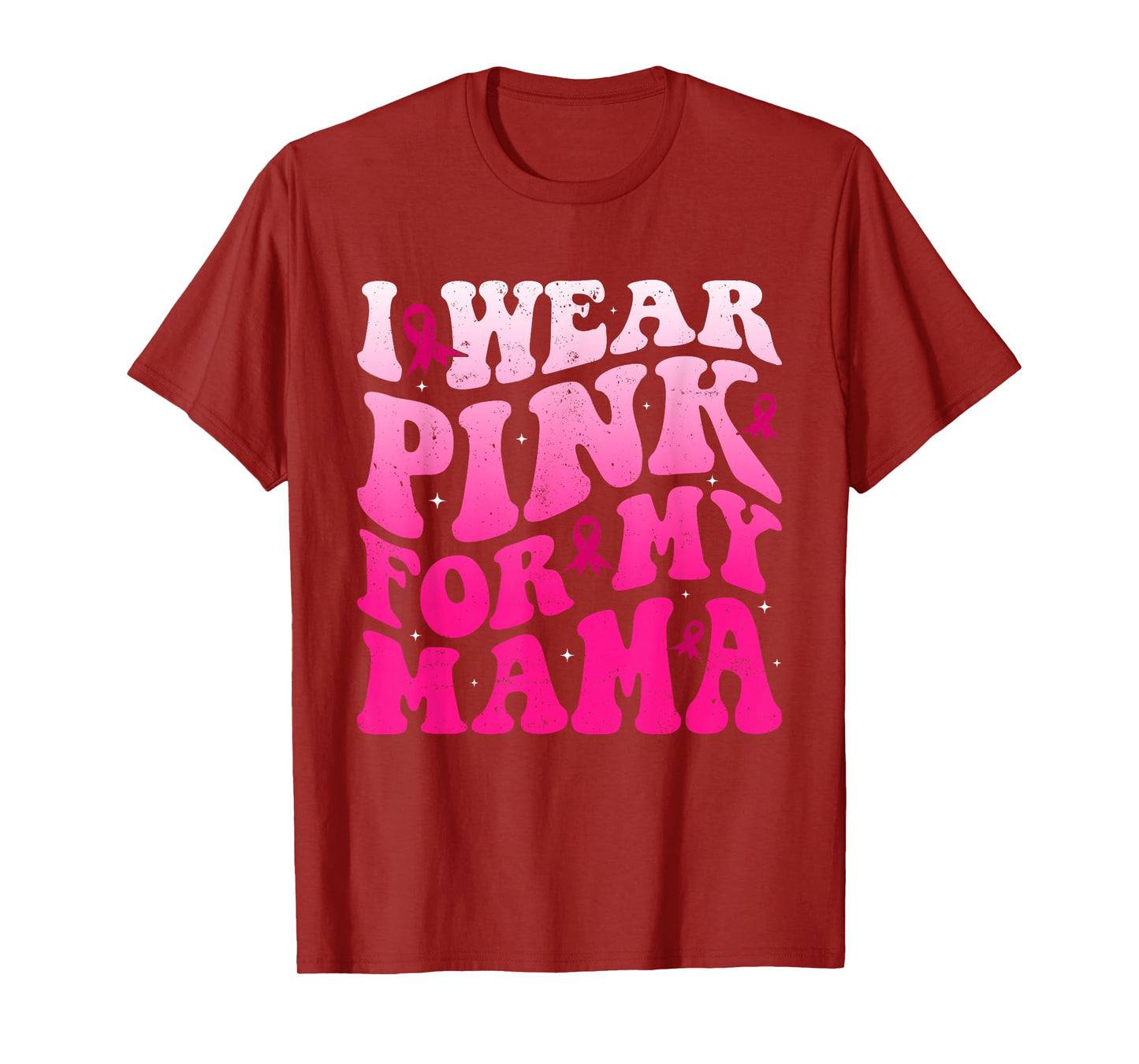 I Wear Pink for My Mama Groovy Breast Cancer Women Kid Youth T-Shirt