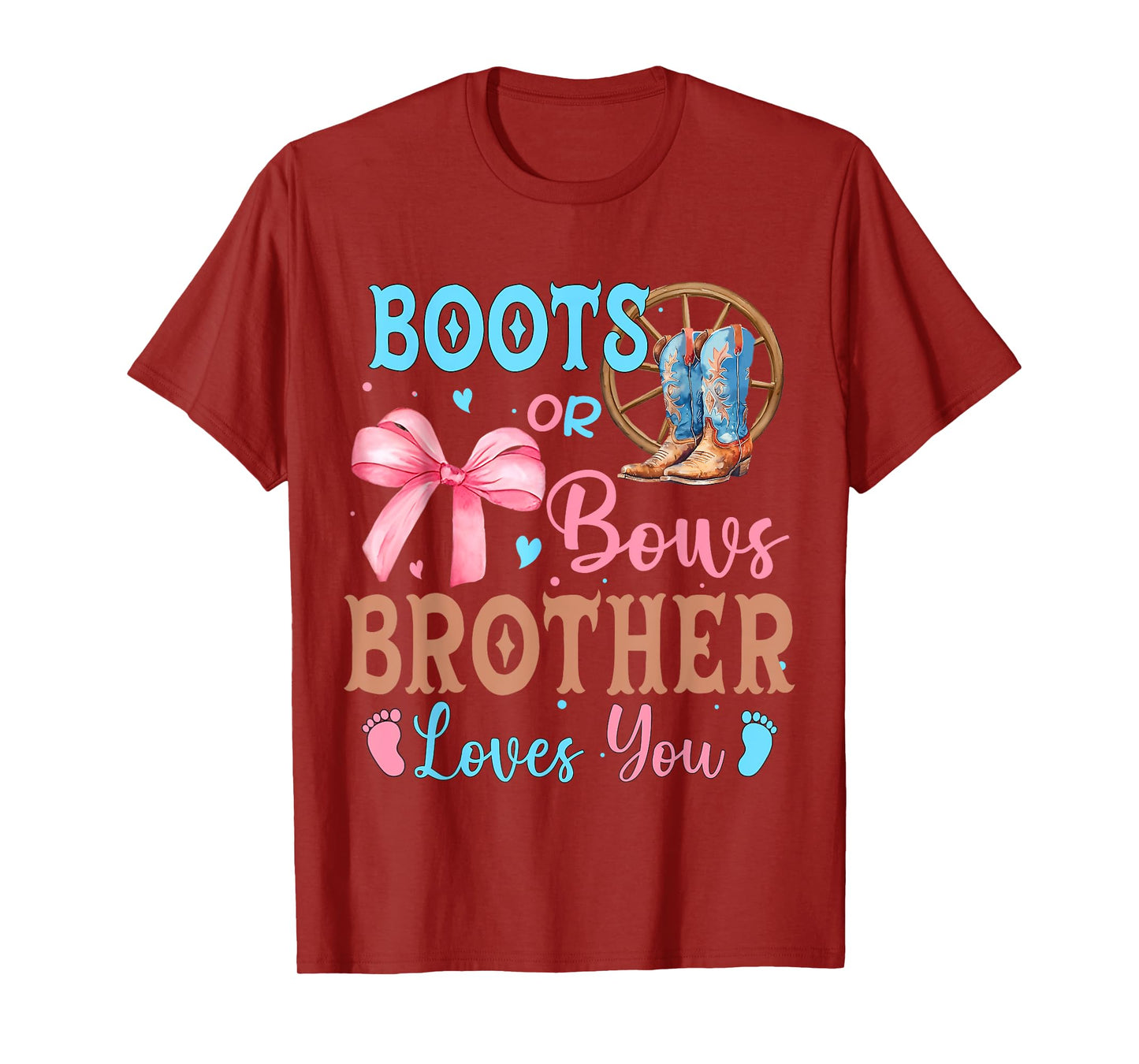 Boots or Bows Gender Reveal Decorations Brother Loves You T-Shirt