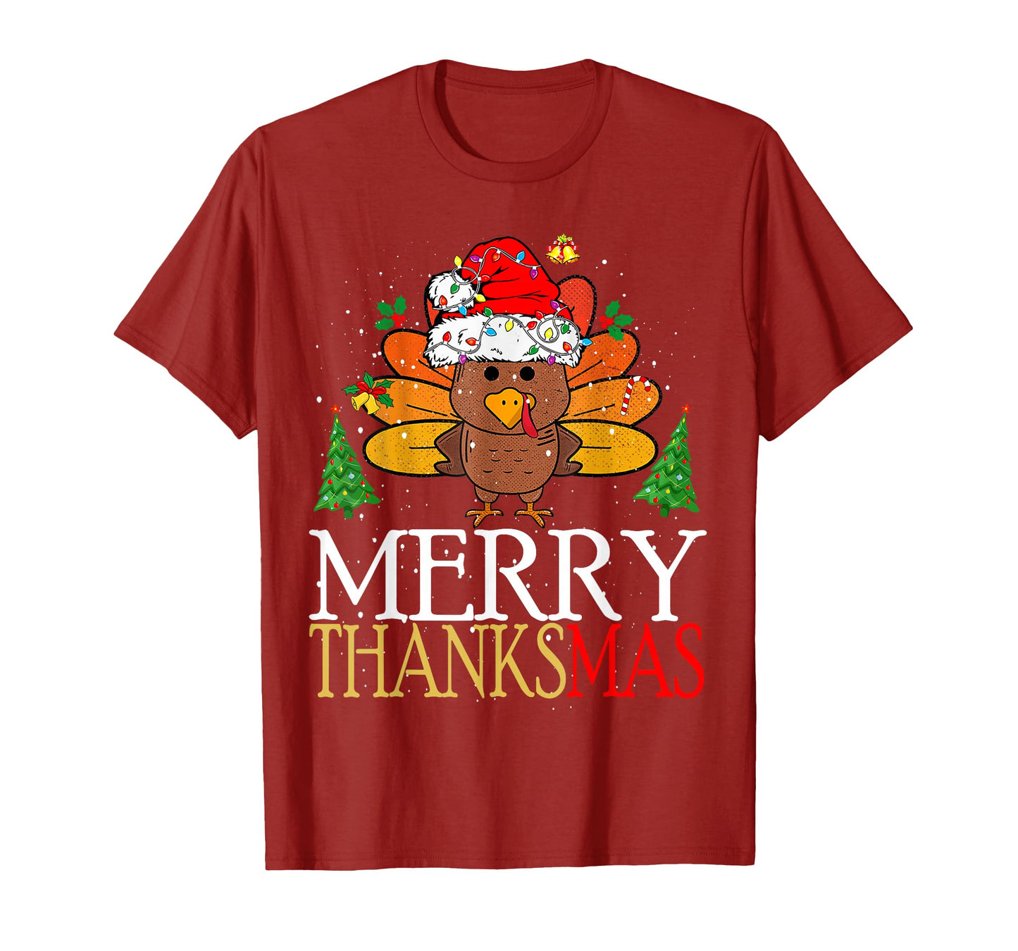 Merry Thanksmas Happy Thanksgiving Santa Turkey T-Shirt