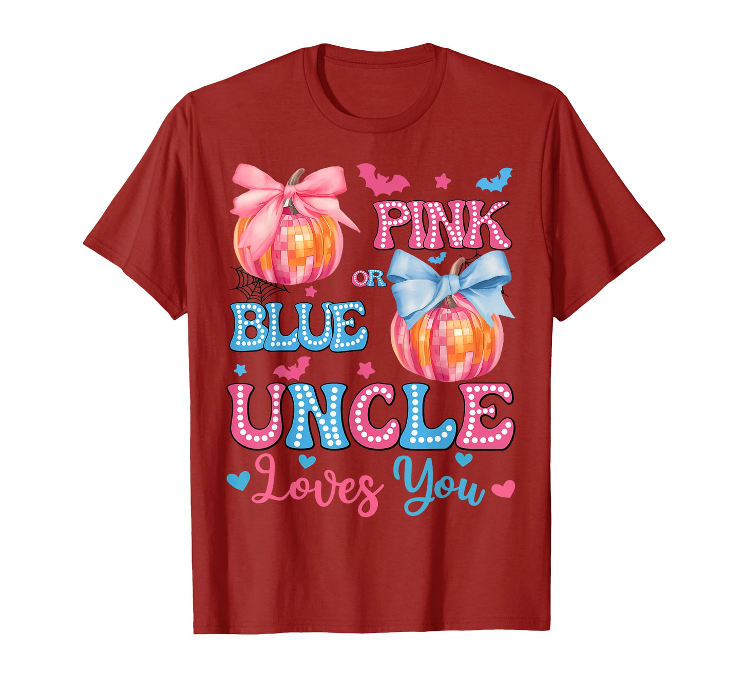 Pink or Blue Uncle Loves You Gender Reveal Halloween T-Shirt